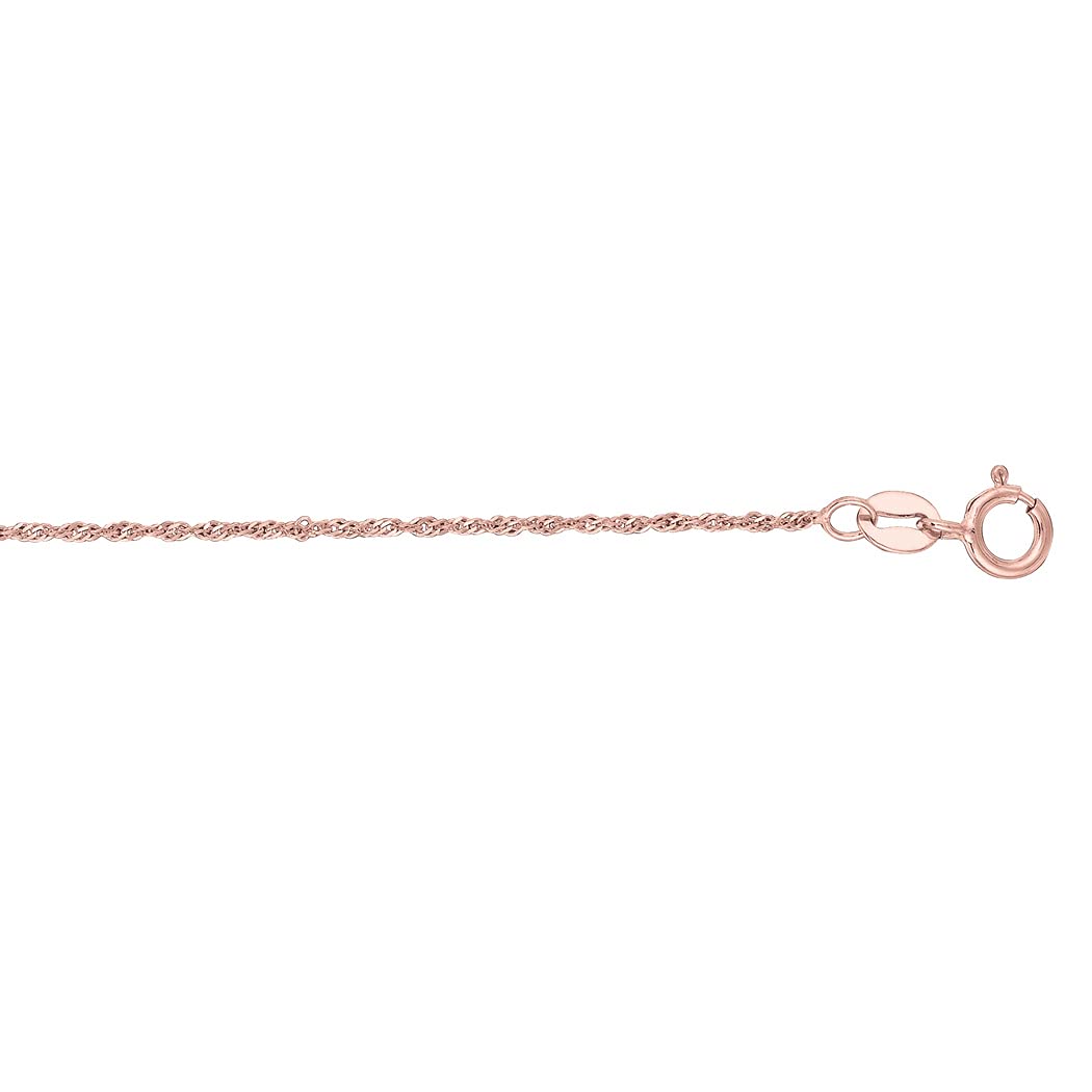 14K Gold Sparkle Cut Singapore Chain Necklace for Women - White Gold, Yellow Gold & Rose Gold Options - 16