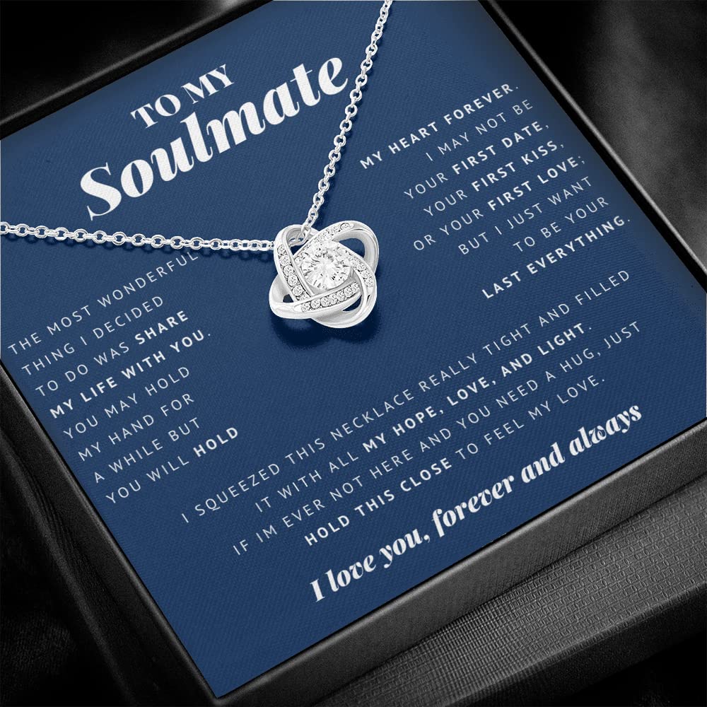 Soulmate Love Knot Necklace - Romantic Jewelry Gift for Wife, Girlfriend, or Partner with Message Card & Gift Box - Perfect for Valentine's Day, Anniversary, Birthday & Special Occasions