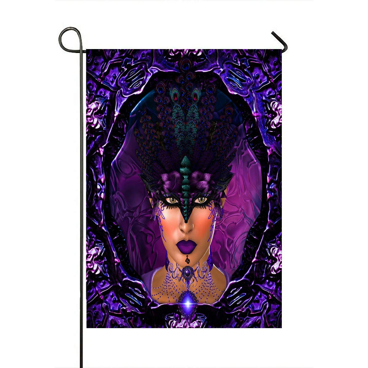 ECZJNT Purple Queen Masquerade Flag - 28x40 Inch Outdoor Decorative Banner for Home, Garden, Party & Seven Worlds Themed Events - Perfect for Halloween, Cosplay, Mardi Gras & Fantasy Decor