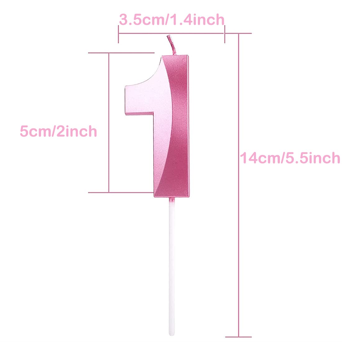 Polly Online 3D Glitter Number Candles 0-9 - Pink Sparkle Birthday Cake Toppers for Anniversary, Wedding & Graduation Party Decorations | Perfect for Birthday Cakes, Cupcakes and Dessert Tables