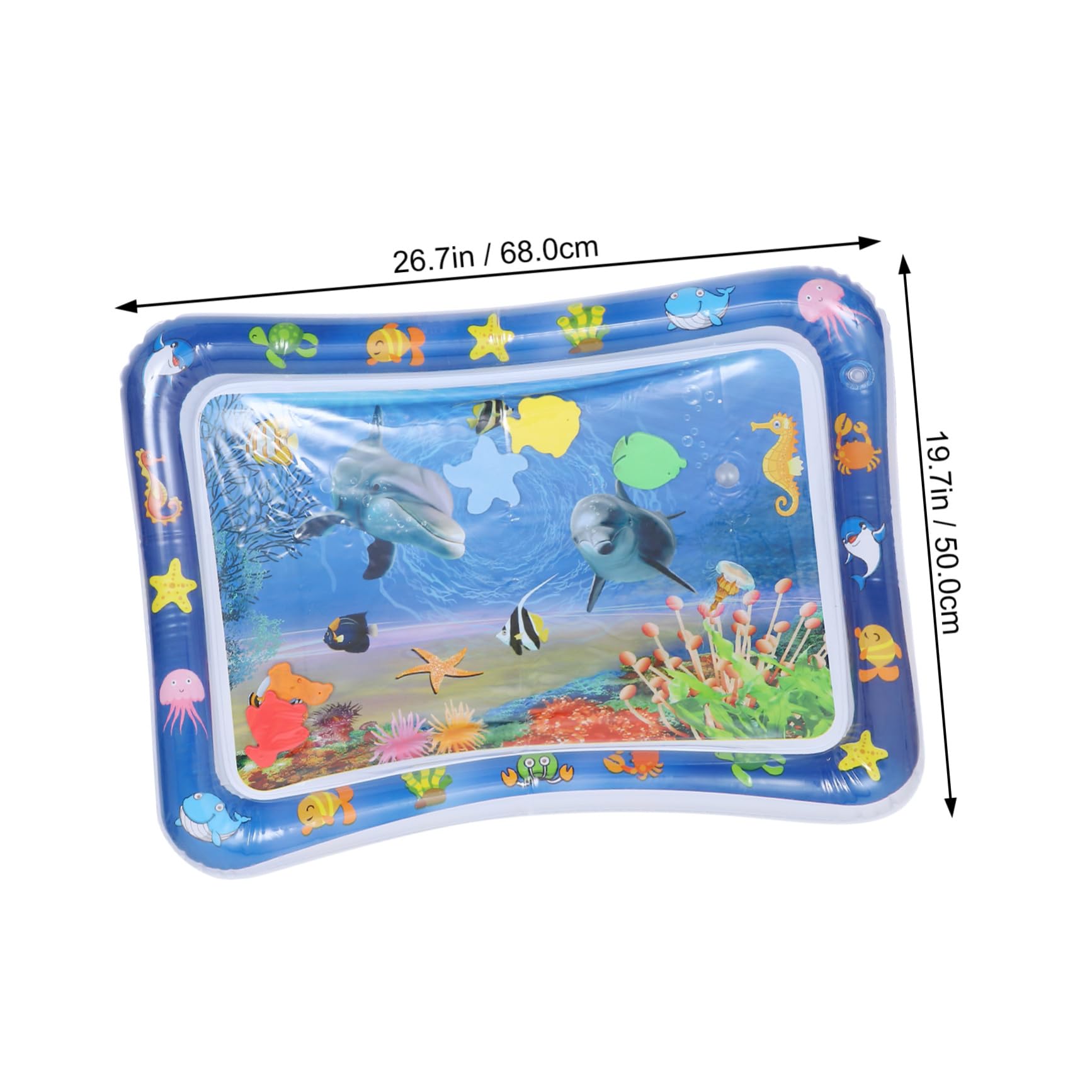 iBasenice 3-Piece Water Cushion Tummy Time Fish Play Mat - Soft & Safe Baby Activity Mat for Crawling & Learning - Blue Plastic Toy for Newborns & Infants - Perfect for Nursery, Playtime & Sensory Development