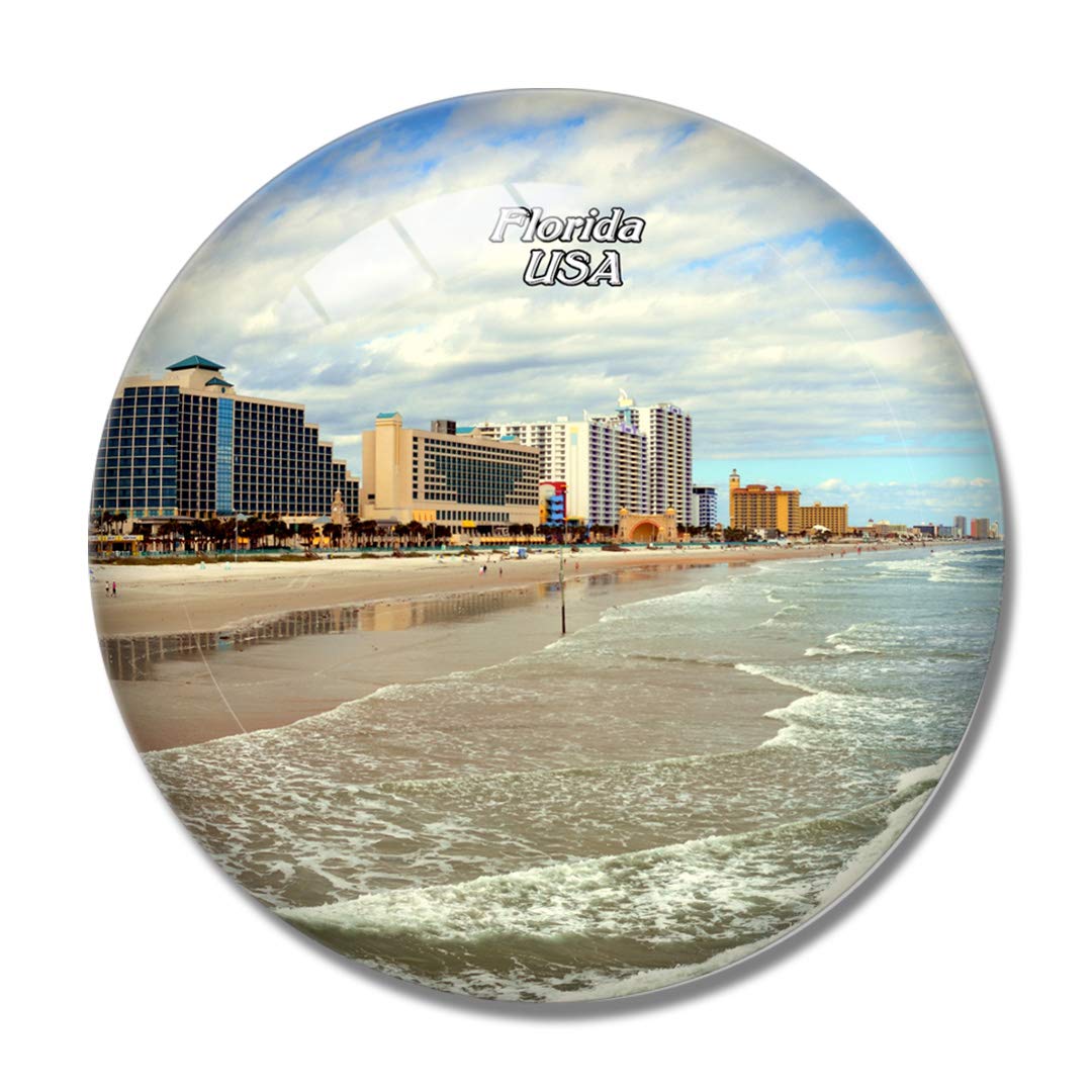3D Daytona Beach Florida Fridge Magnet - Crystal Glass Souvenir for Refrigerator & Whiteboard | Perfect Travel Gift & Home Decor