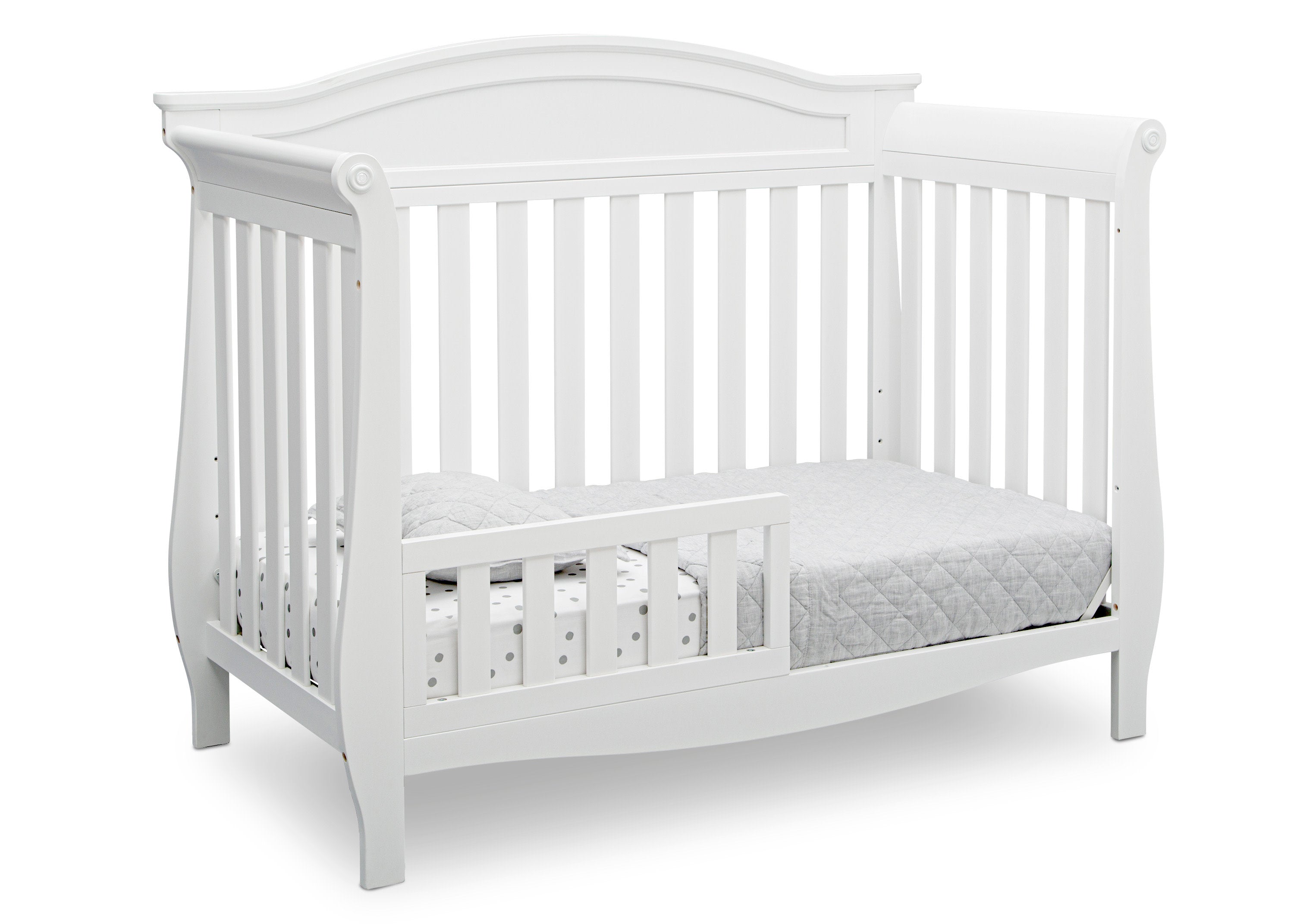 Lancaster 4-in-1 Convertible Baby Crib - White Nursery Furniture for Toddler to Full Size Bed - Perfect for Nursery, Bedroom & Guest Room
