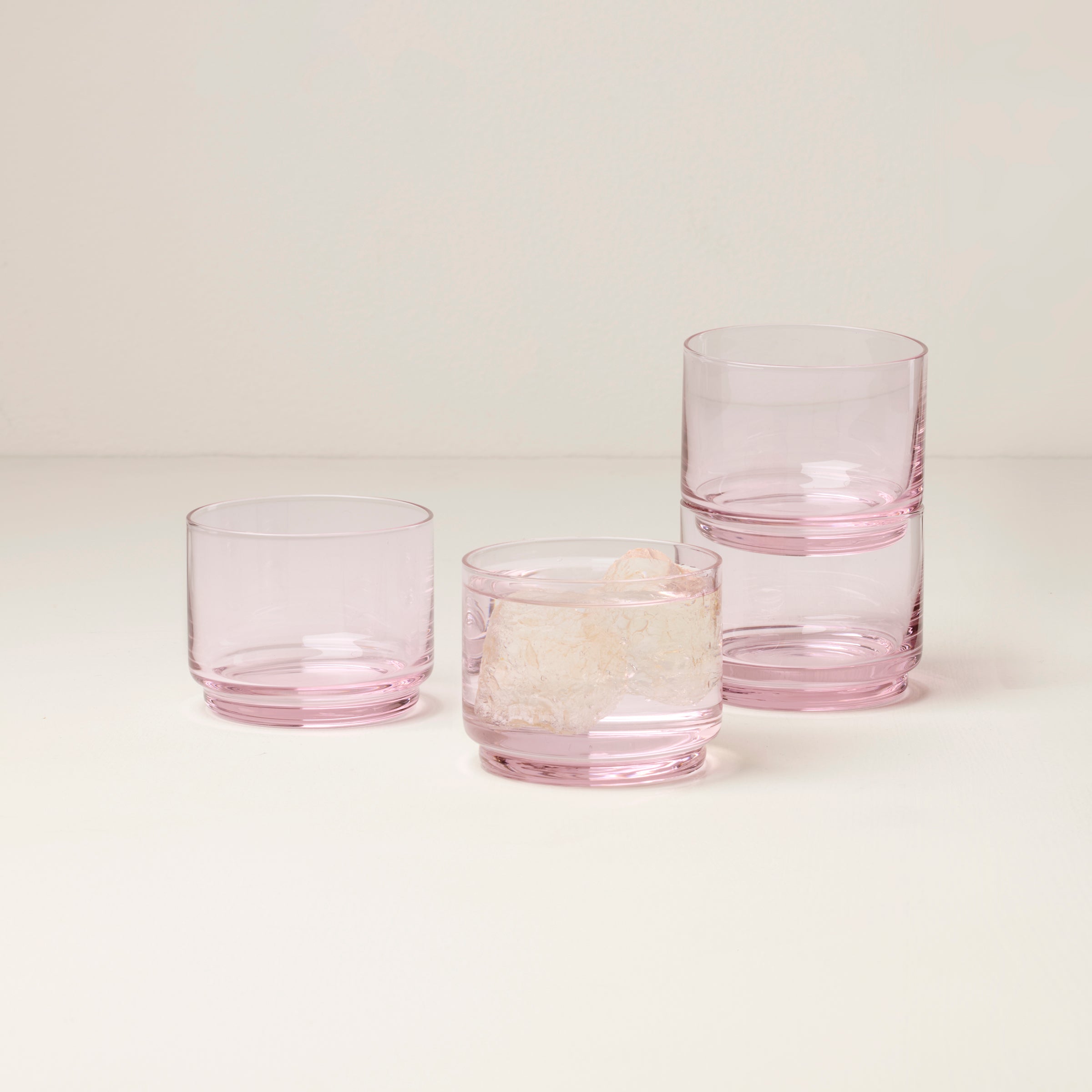 Tuscany Stackable Blush Short Glasses - Set of 4 Elegant Drinking Glasses for Wine, Cocktails & Juice - Perfect for Dinner Parties, Weddings & Home Bar Decor