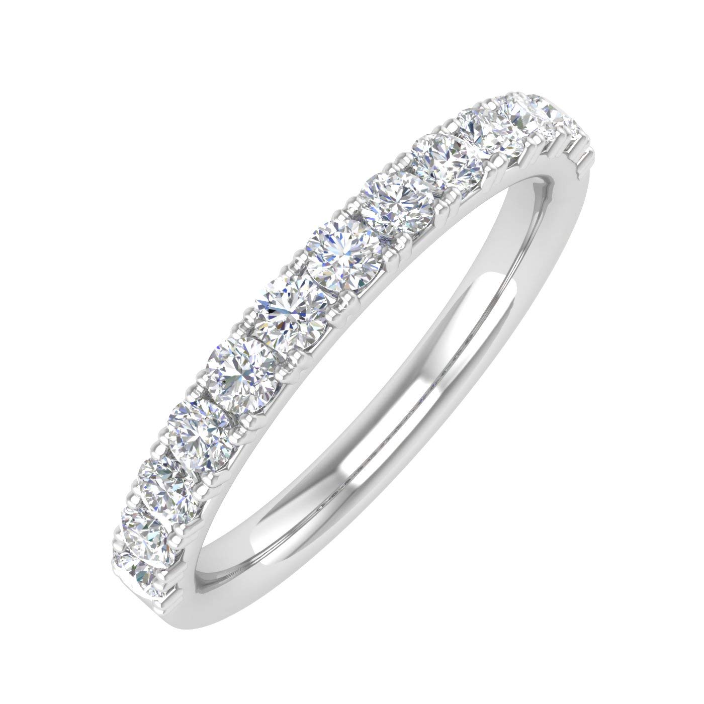 1/5 to 1/2 Carat Prong Set Diamond Wedding Band Ring in 14K White Gold - Elegant Bridal Jewelry for Engagement, Anniversary & Special Occasions