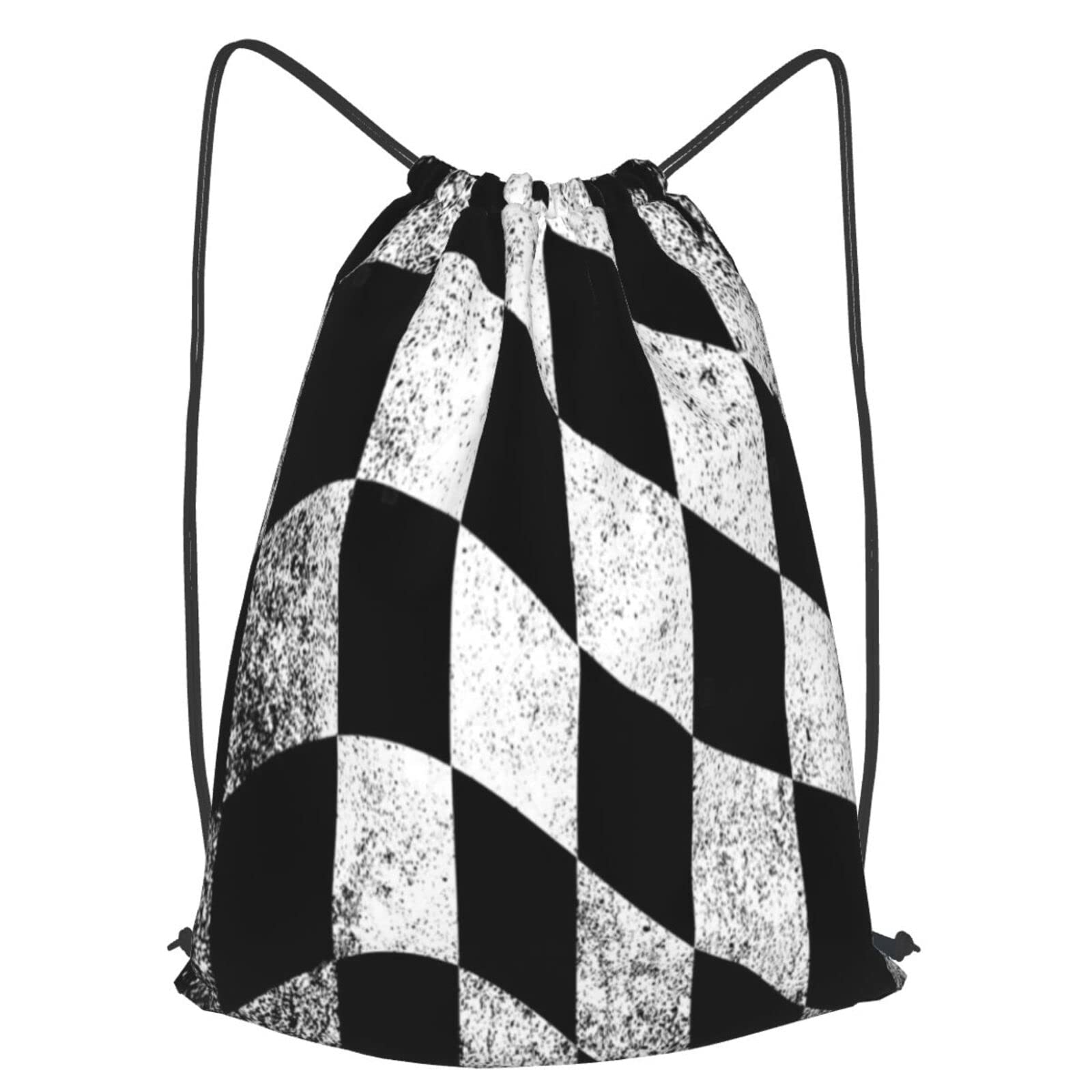Checkered Flag Drawstring Backpack - Gym & Yoga Sack for Men & Women