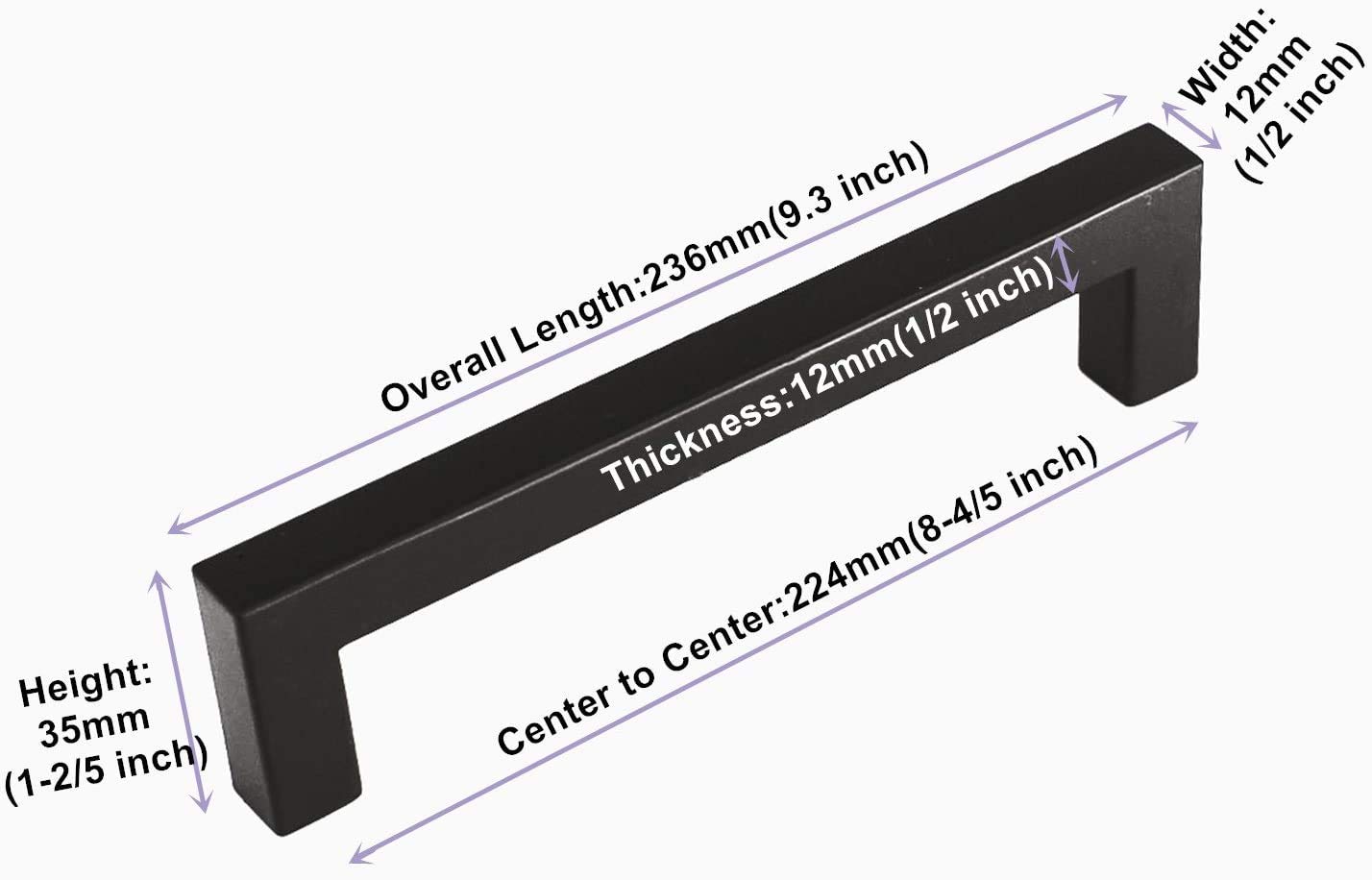 50 Pack Black Stainless Steel Cabinet Pulls & Drawer Handles - 8-4/5