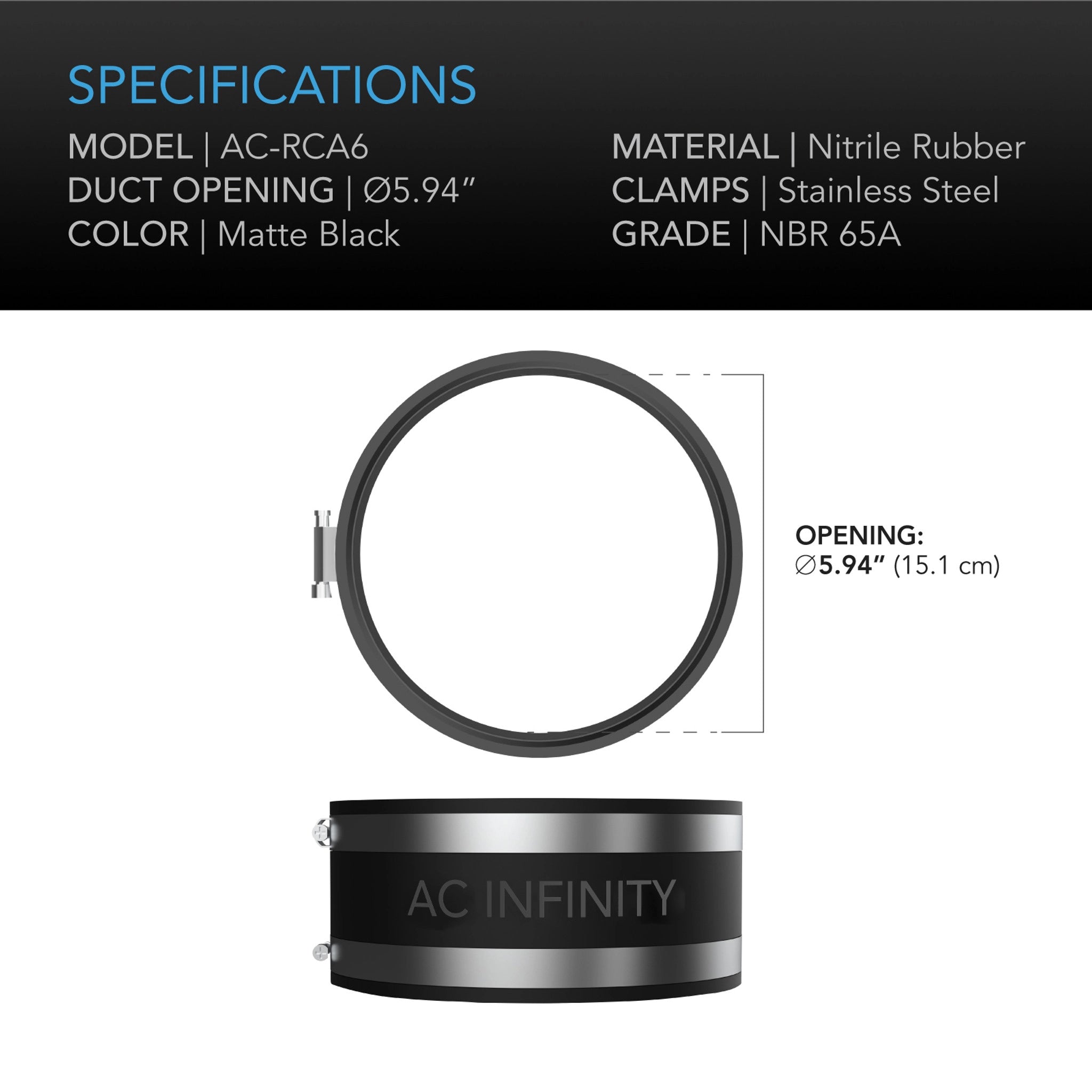6 Inch 150mm Stainless Steel Noise Reduction Clamp - Heavy Duty Duct Coupler for HVAC, Ventilation & Exhaust Systems - Secure Airflow Connection for Home & Commercial Use