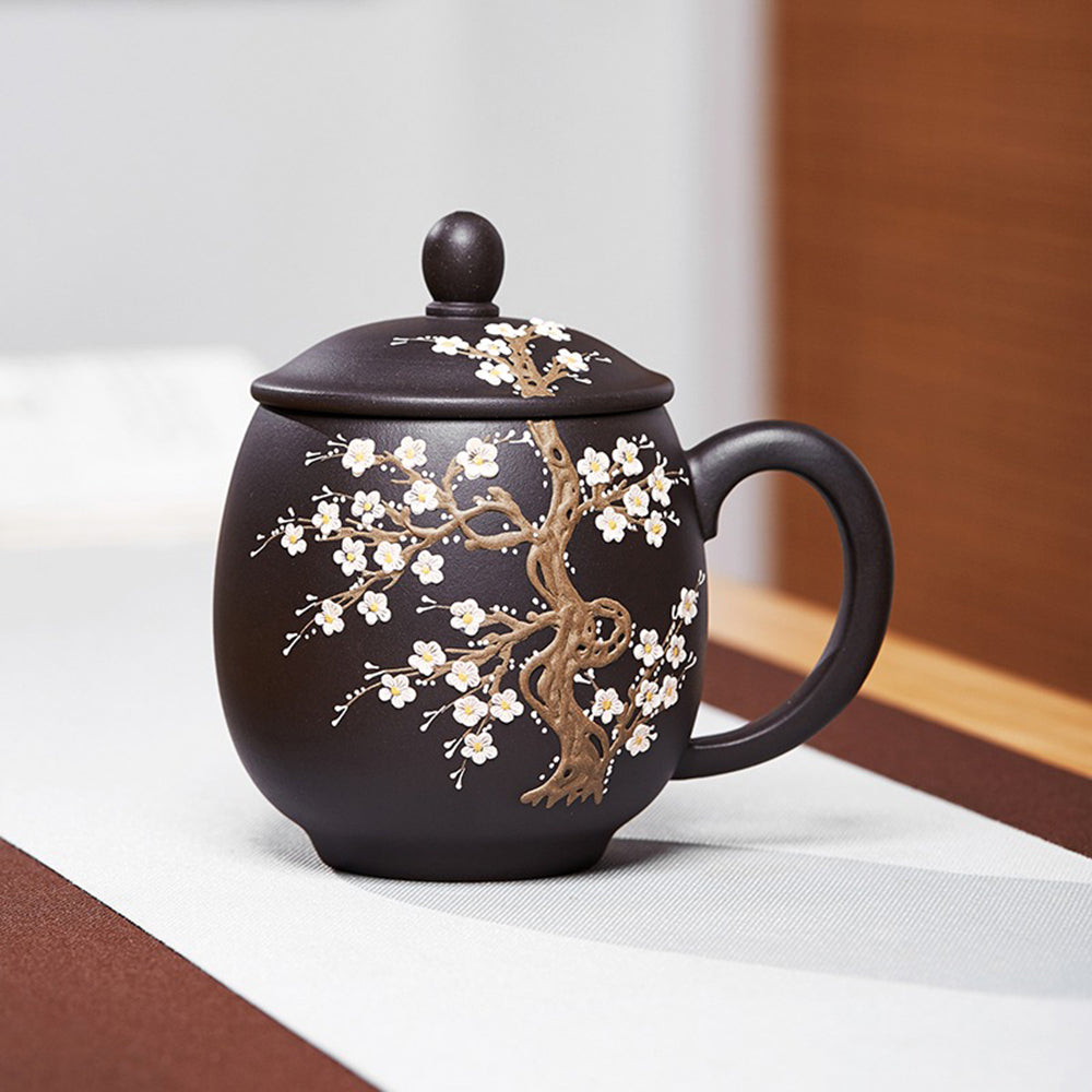 Purple Clay Color Changing Plum Blossom Tea Cup - Handmade Ceramic Mug for Hot & Cold Drinks - Perfect for Tea Lovers, Office Use & Gift Giving