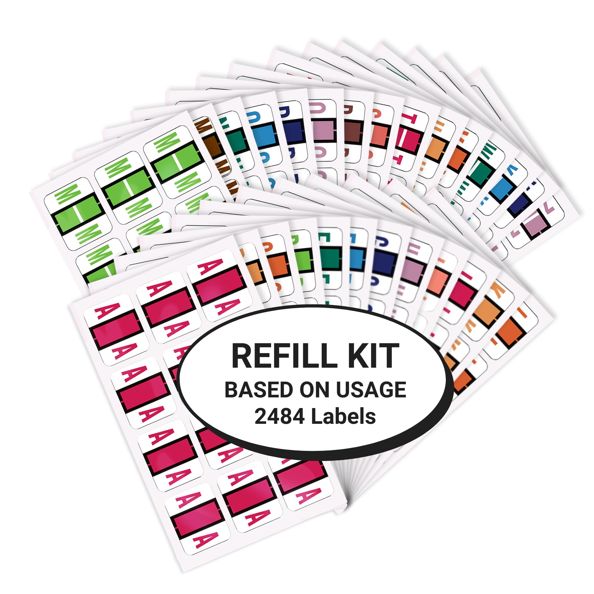A to Z Alphabet Labels for File Folders - 2484 Refill Stickers Kit, Compatible with Smead BCCR/BCCS | Medical Color Coding System for Doctors, Hospitals & Clinics | Perfect for Patient Records, Medical Charts & Office Organization