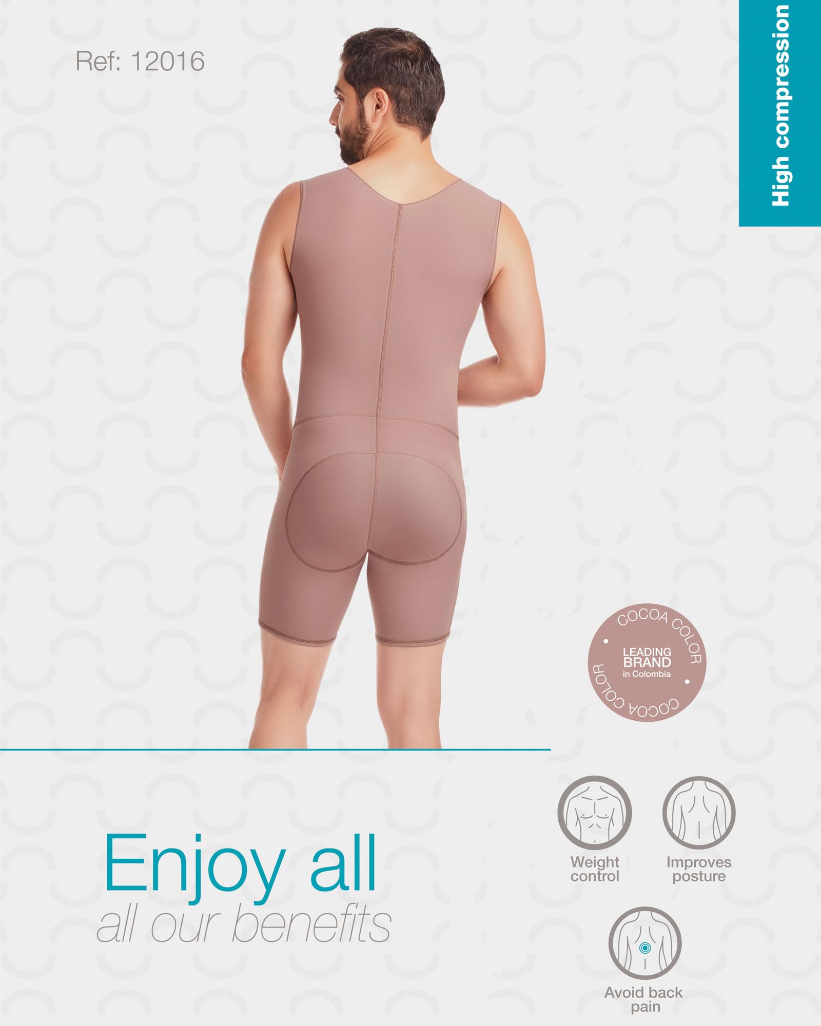 D'PRADA DELIE Colombian Shapewear for Men - High Compression Waist Trainer with Front Zipper | Slimming Body Shaper for Workout, Post-Surgery & Everyday Wear