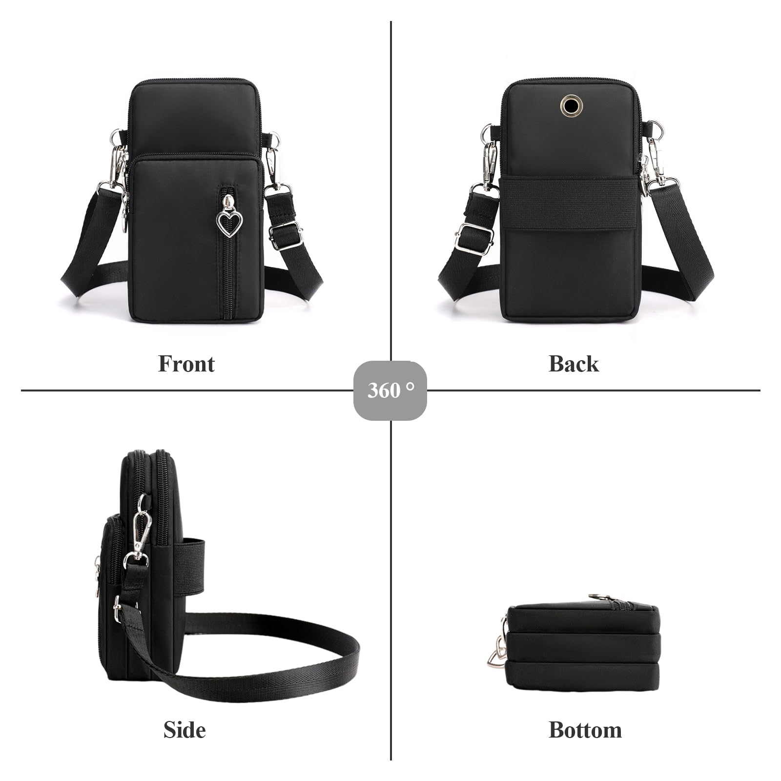 WITERY Waterproof Nylon Crossbody Phone Purse for Women - Cute Smartphone Wallet Bag with Adjustable Strap, Perfect for Travel, Shopping & Daily Use