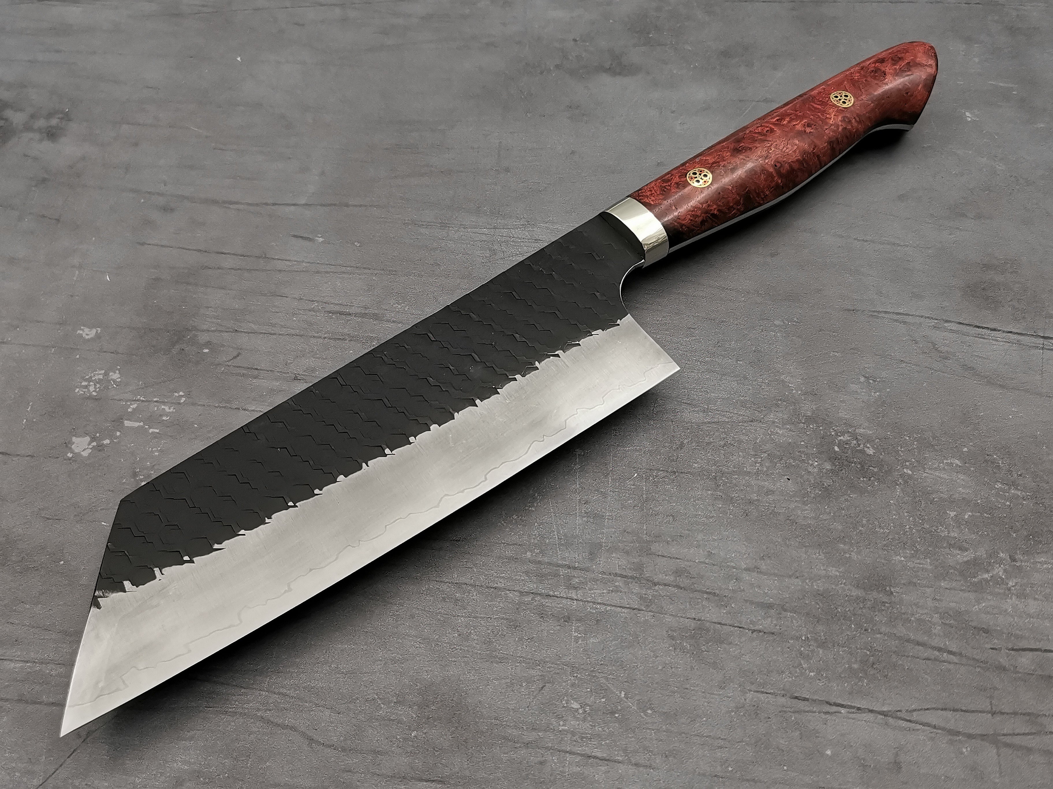 Premium Nigara Hamono SG2 Tsuchime Kiritsuke Nakiri Knife - Japanese Damascus Steel Blade with Karin Wood Handle - Perfect for Sushi, Vegetables & Precision Cutting
