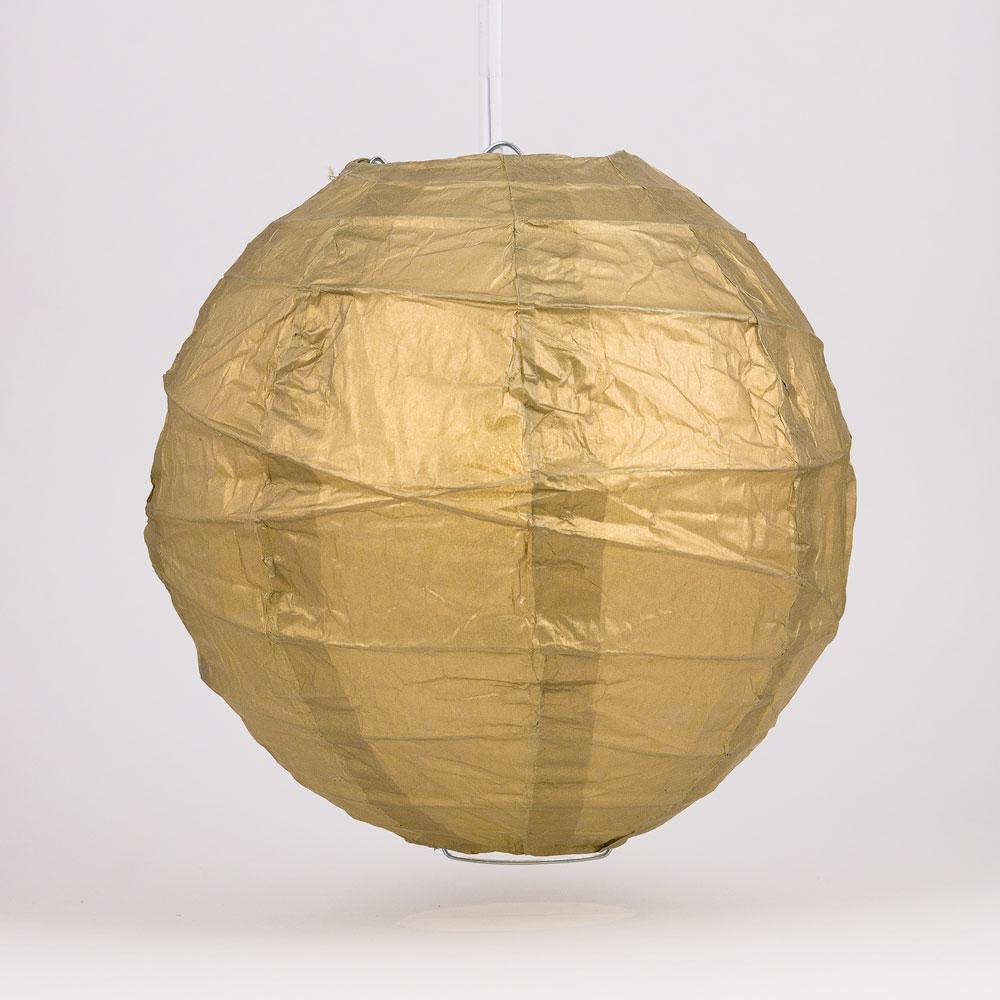5 Pack 12 Inch Gold Free Style Ribbing Hanging Paper Lanterns - Party Decorations for Weddings, Birthdays & Home Decor