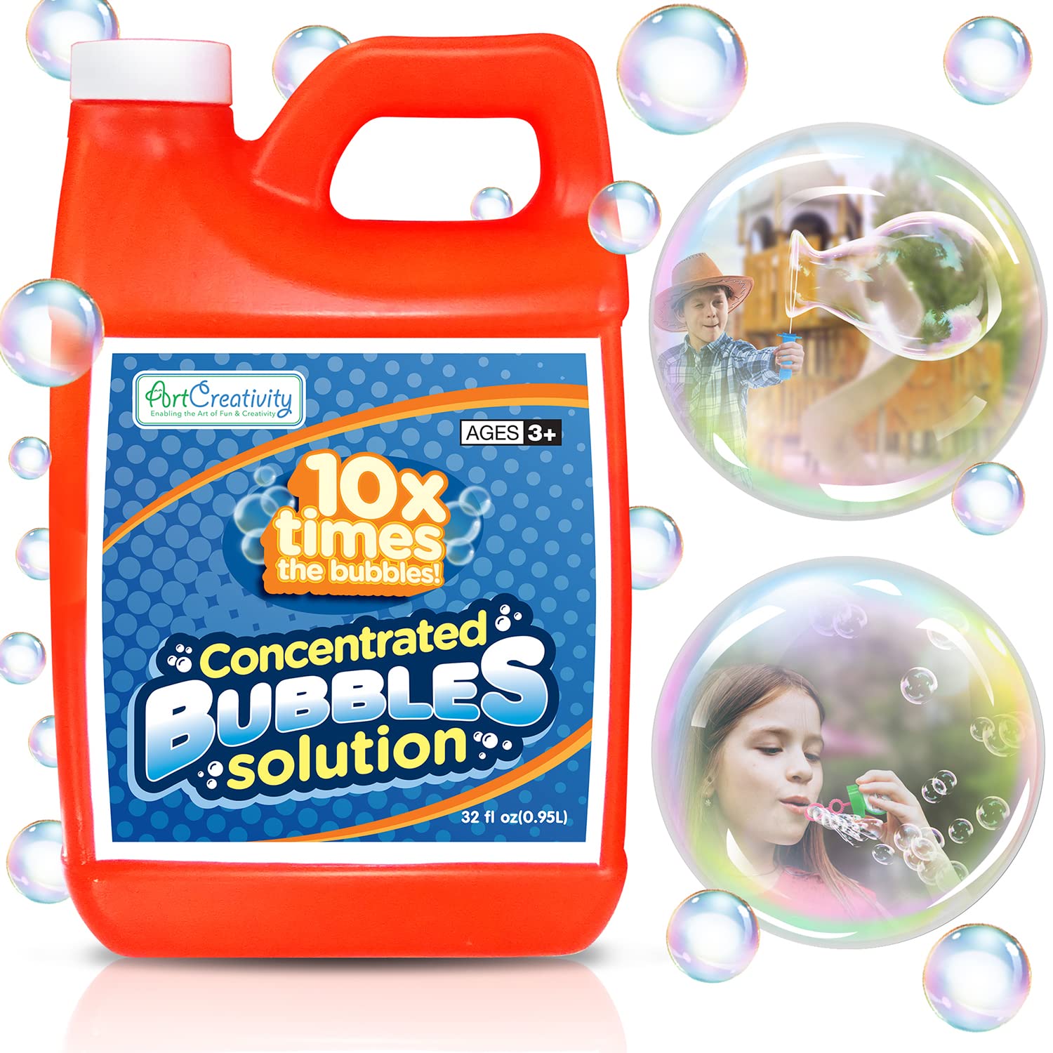 **ArtCreativity 32oz Bubble Concentrate Solution - Makes 2.5 Gallons of Bubble Liquid for Bubble Machines, Kids' Parties & Outdoor Fun - Easy-to-Use Refill for Bubble Blowers & Wands**