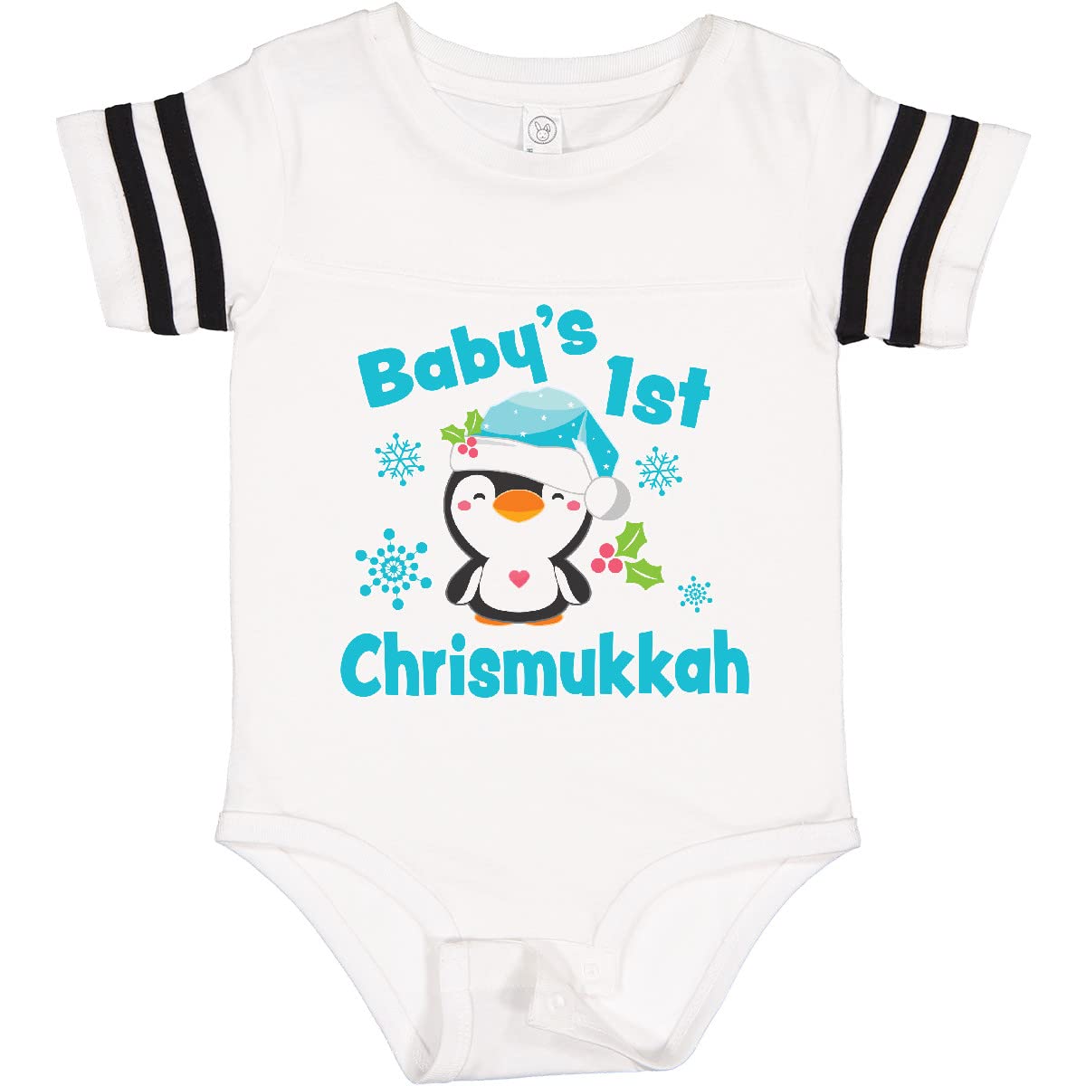 Inktastic Baby's 1st Chrismukkah Bodysuit - Adorable Penguin Design for Infants | Perfect for Holiday Celebrations, Family Photos & First Christmas Hanukkah Gifts