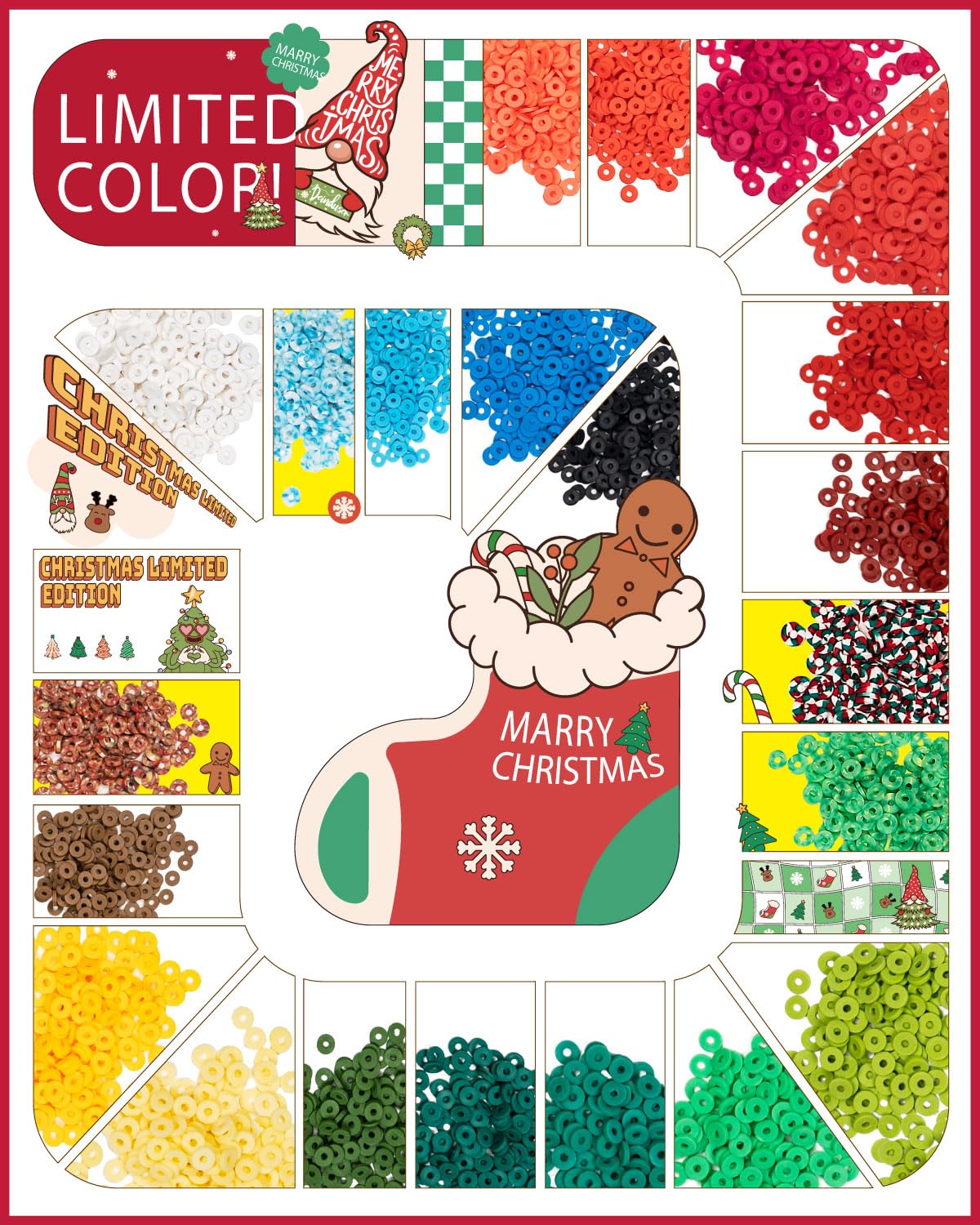 6000 Pcs Christmas Clay Beads for Bracelet Making - DIY Jewelry Craft Beads Kit with Gift Box - Perfect for Holiday Gifts, Party Favors & Christmas Decorations