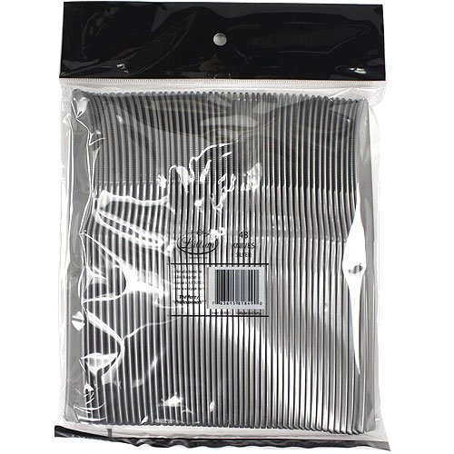 Premium Silver Plastic Knives - 48 Count Bulk Pack for Parties, Picnics & Catering - Lillian Tablesettings Durable Cutlery for Events, BBQs & Outdoor Dining