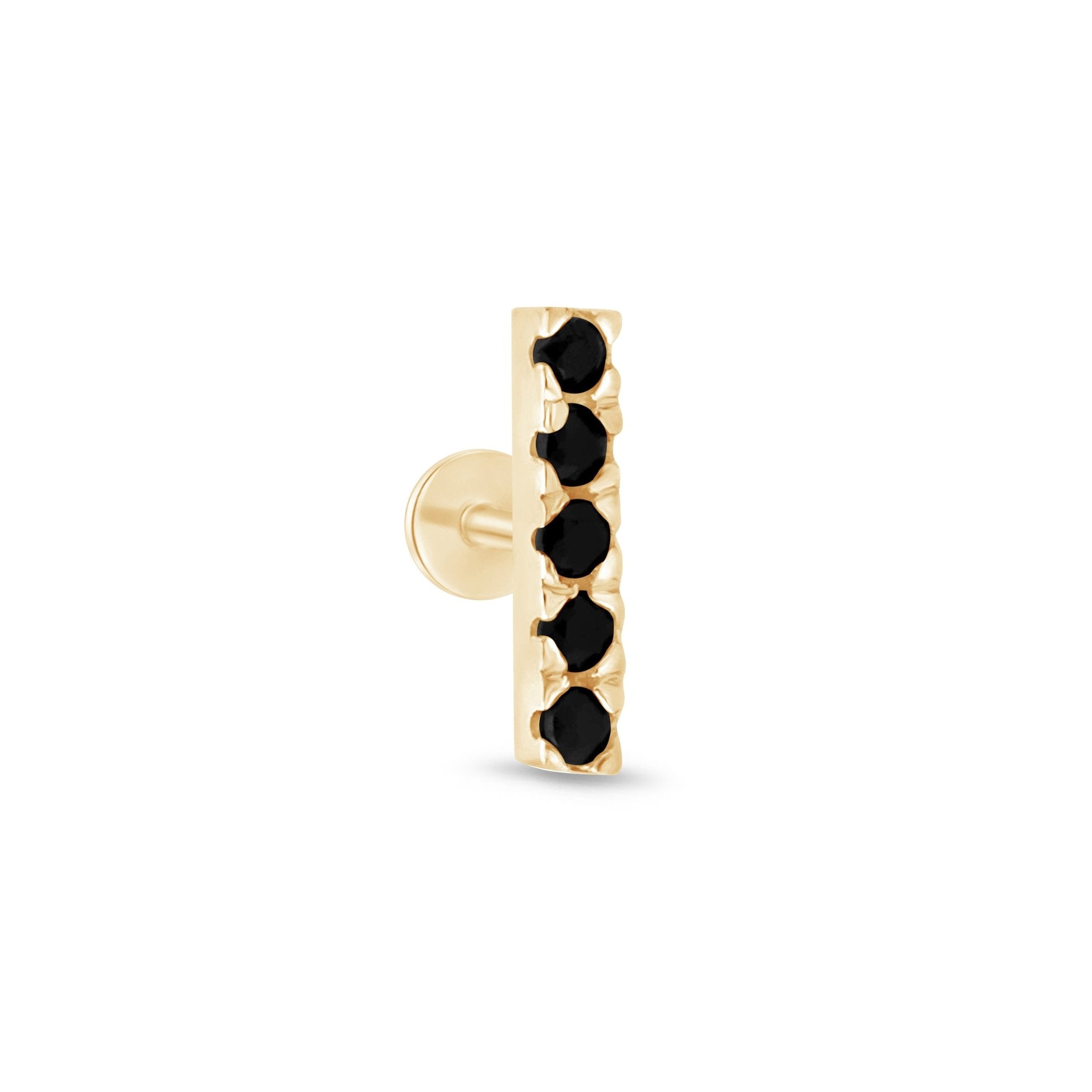 14K Yellow Gold Black Onyx Stud Earrings - Flat Back Studs for Women, Hypoallergenic & Durable - Perfect for Everyday Wear, Parties & Gifts