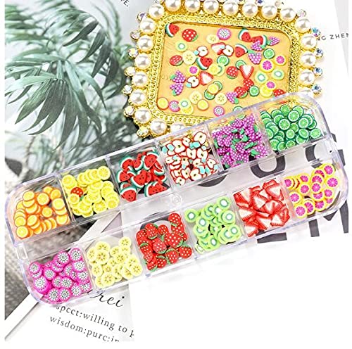 1 Box Dried Flowers & Fruit Slices for Nail Art - 3D Dry Flower Nail Stickers, Colorful Natural Real Flower Nail Decals, Fimo Fruit Slices Charms - DIY Nail Art Supplies & Slime Accessories for Manicure, Pedicure, Scrapbooking & Craft Projects