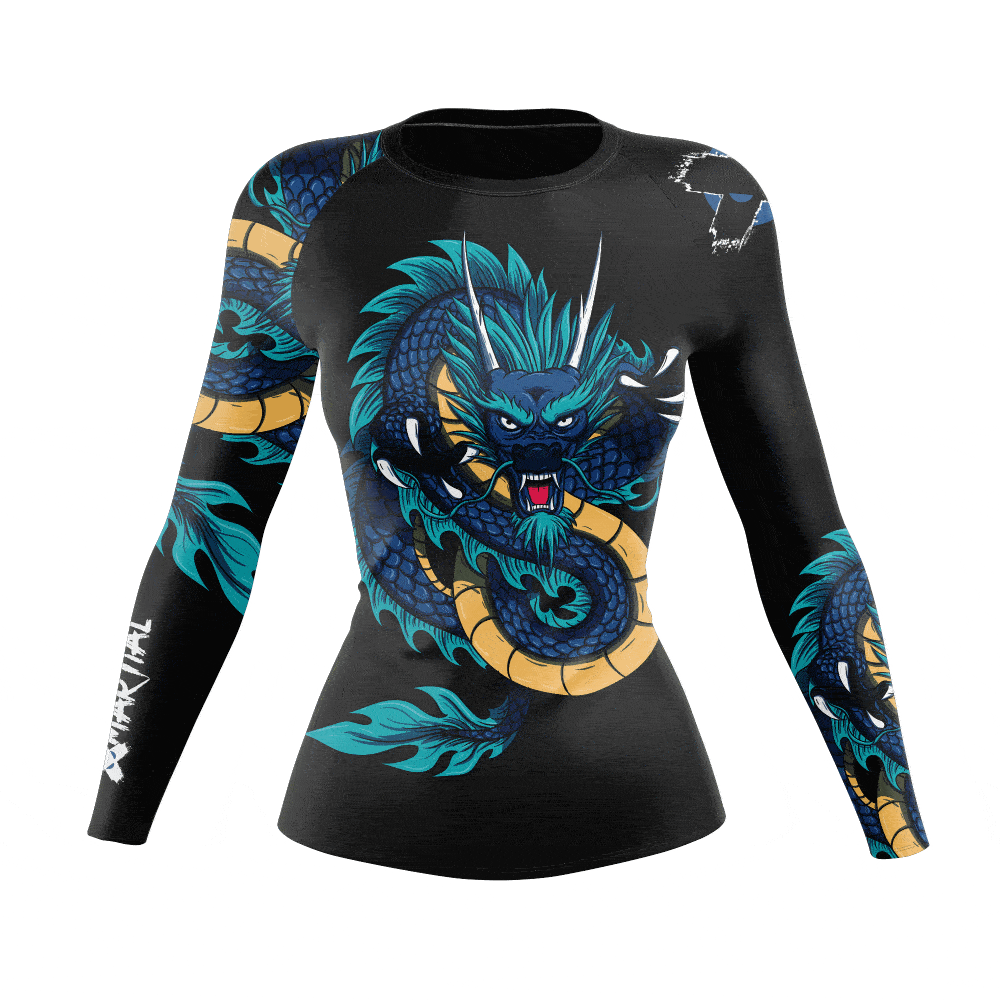 Blue Dragon Women’s BJJ Rash Guard - Long Sleeve Compression Top for Brazilian Jiu-Jitsu, MMA & Training - Moisture Wicking & UV Protection - Perfect for Grappling, No-Gi & Fitness Workouts