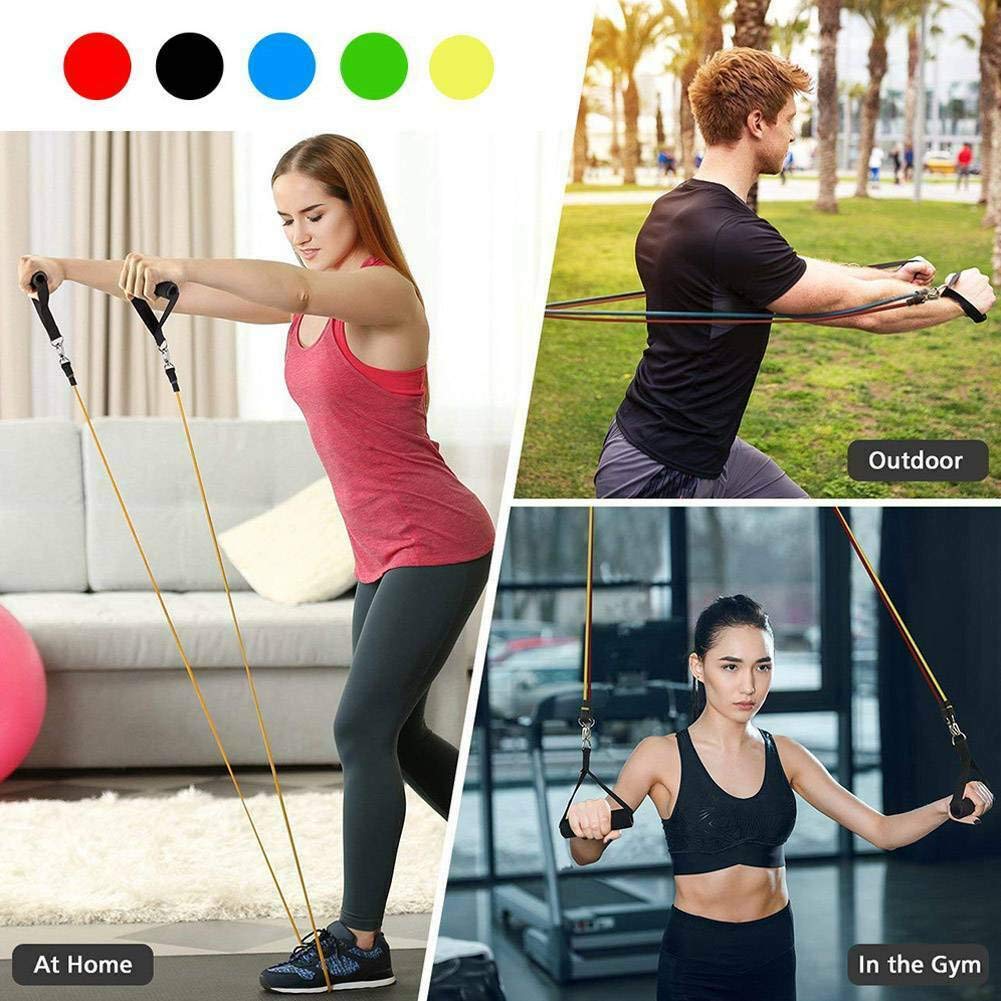 Premium 11-Piece Exercise Resistance Bands Set for Strength Training & Stretching - Includes Fitness Tubes, Foam Handles, Ankle Straps & Door Anchor - Perfect for Home Gym Workouts for Men & Women - Ideal for Yoga, Pilates, Physical Therapy & Full-Body Toning