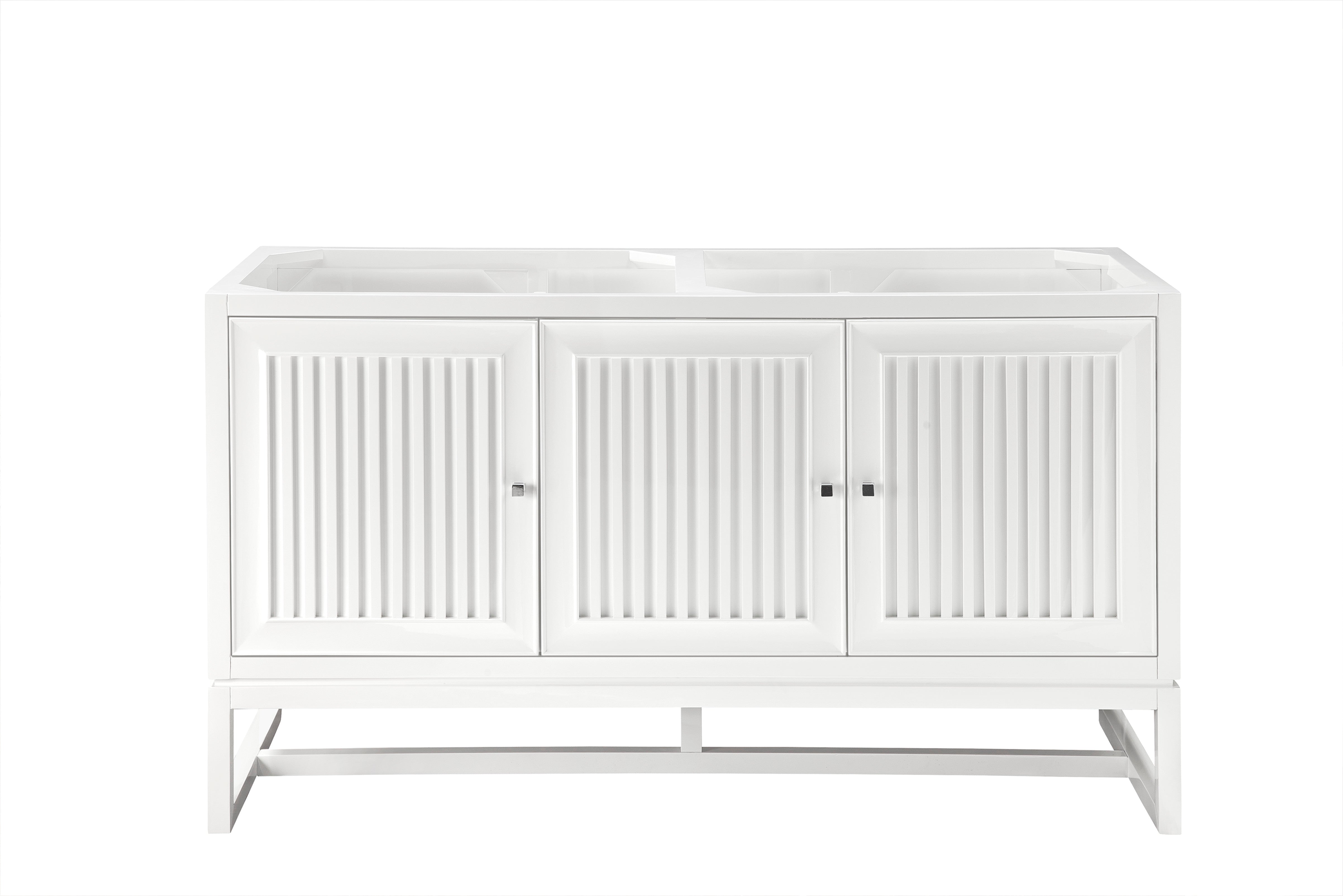 Athens 60 Inch Double Vanity Cabinet - Glossy White Bathroom Storage with Sink Base - Perfect for Modern Master Bath & Guest Bathroom Remodel