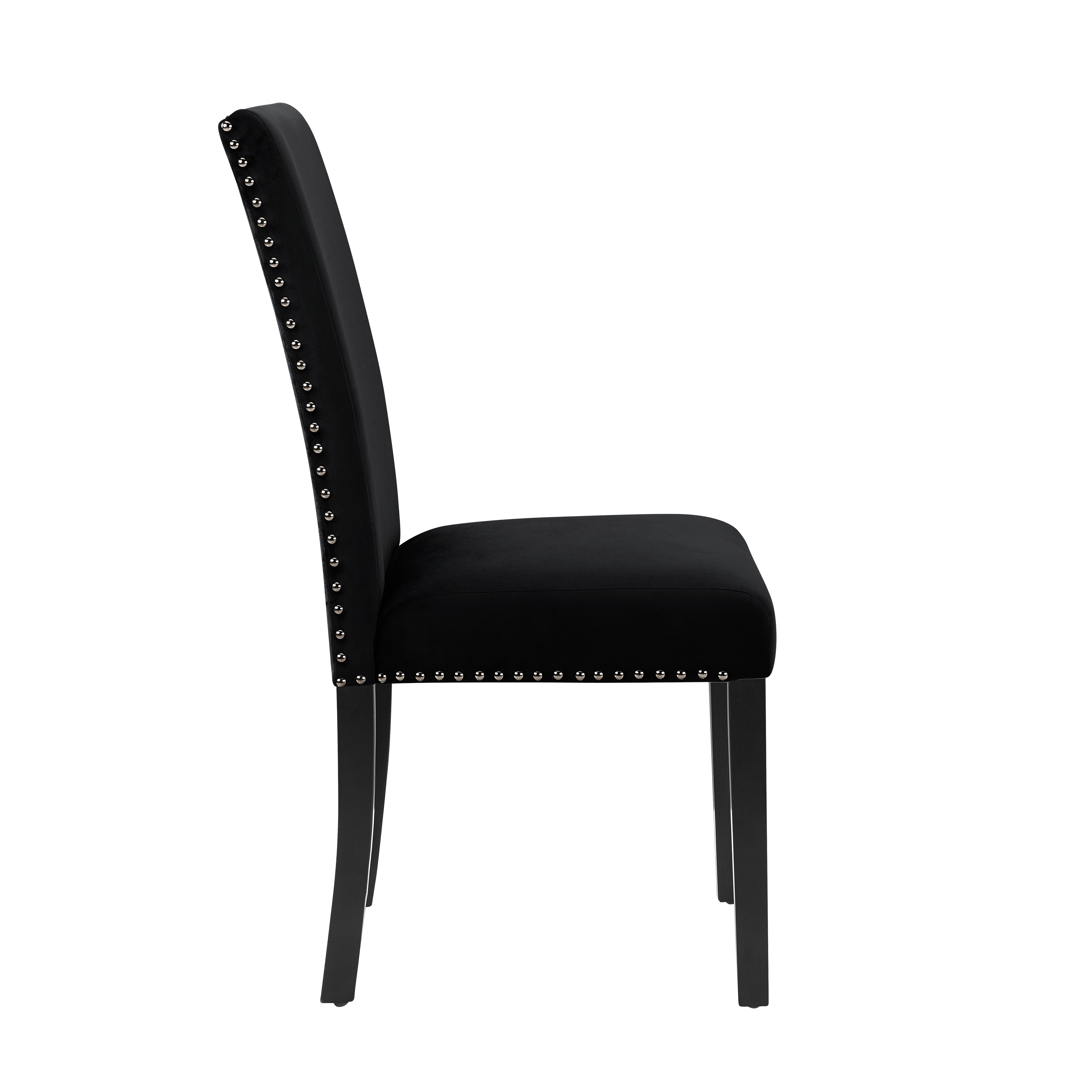 Roundhill Furniture Cobre Contemporary Velvet Dining Chairs with Nailhead Trim, Set of 2 - Modern Upholstered Side Chairs for Dining Room, Kitchen, or Home Office
