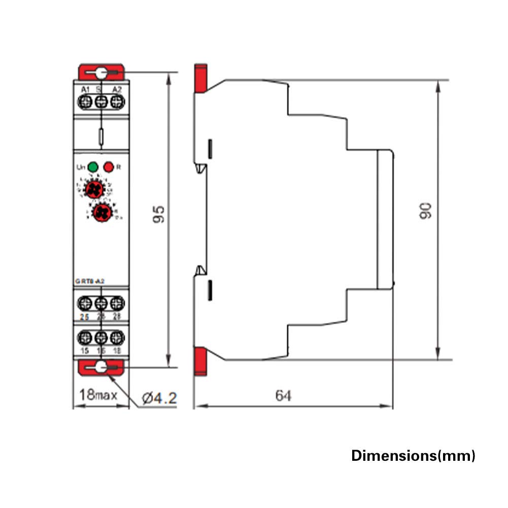 GRT8-B1 Mini AC/DC 12-240V Timer Relay with Delay Off Function (0.1S-10 Days) - 35mm DIN Rail SPDT Time Relay for Industrial Automation & Home Electrical Control
