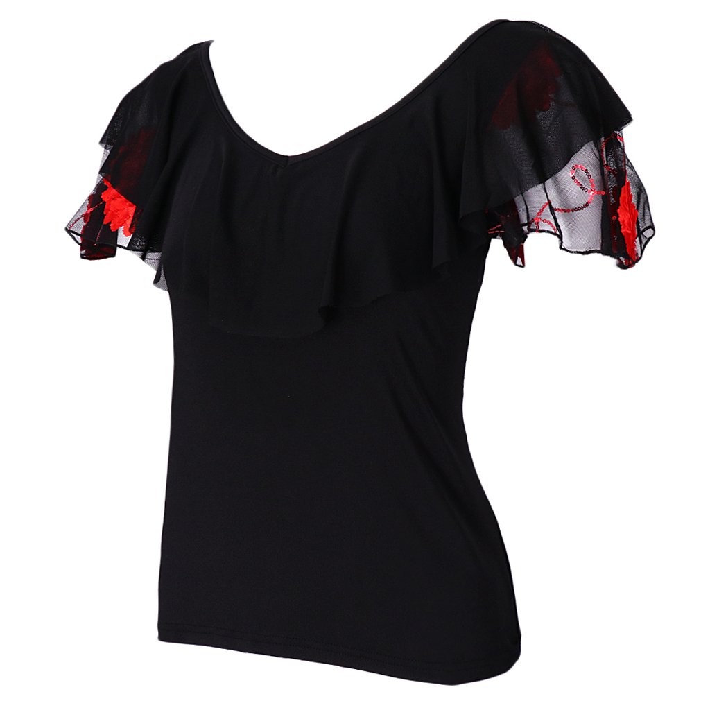 Kloware Square Dance Shirt - Stylish Ballroom & Latin Dance Blouse with Short Sleeves - Perfect for Dance Classes, Performances & Social Events