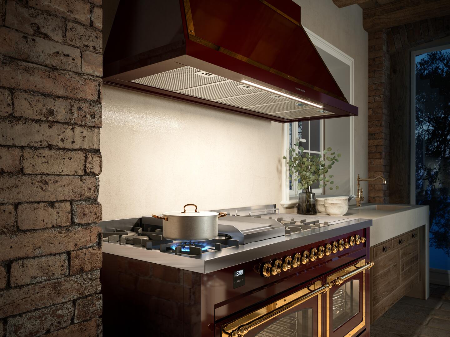 ILVE Nostalgie II 60-Inch Dual Fuel Natural Gas Range with Blue Enamel & Bronze Trim - Professional Kitchen Stove for Home Chefs (Model UP60FSNMPMBB) | Perfect for Gourmet Cooking, Baking, and Entertaining