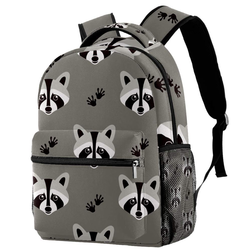 **Stylish Raccoon & Paw Print Backpack for Students - Durable College School Backpack with Shoulder Straps - Perfect for Travel, Campus & Everyday Use**