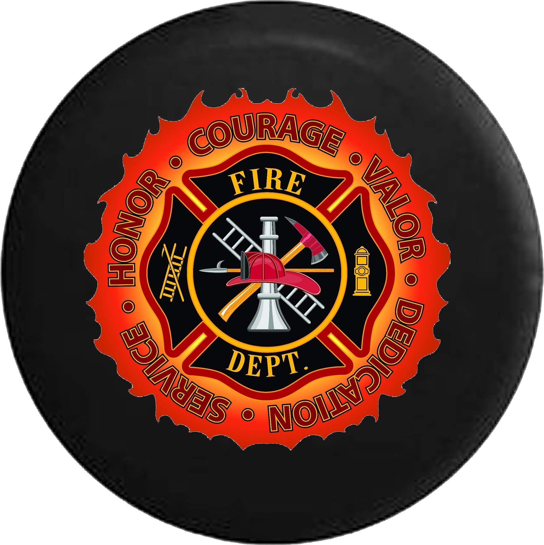 30 Inch Fire Department Tire Cover - Red Line Design with Courage, Honor & Valor Motif | Durable SUV, Truck & RV Accessory for Outdoor Adventures
