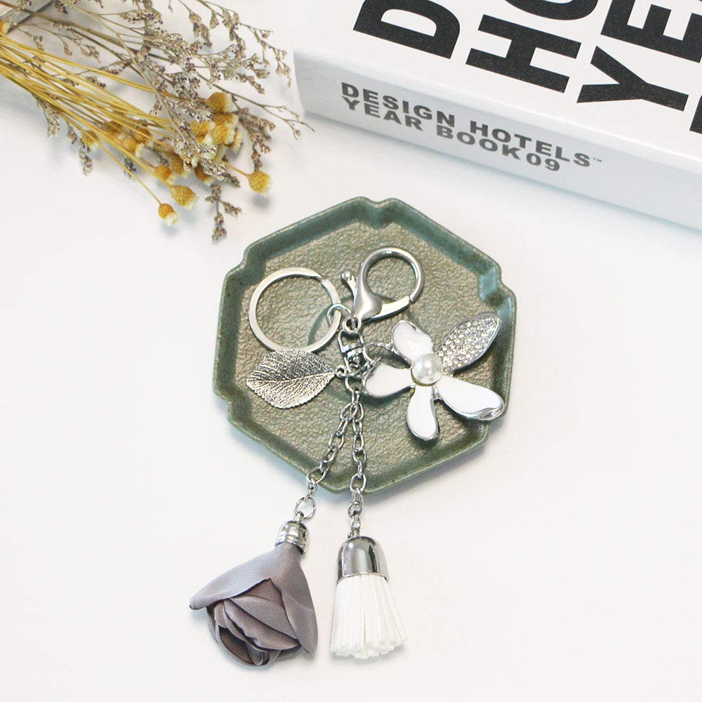 Sparkling Rhinestone Flower Keychain with Tassel - Elegant Leaf Key Ring for Women, Perfect for Wallets, Bags & Purse Charms - Great Gift for Birthdays, Parties & Everyday Accessories
