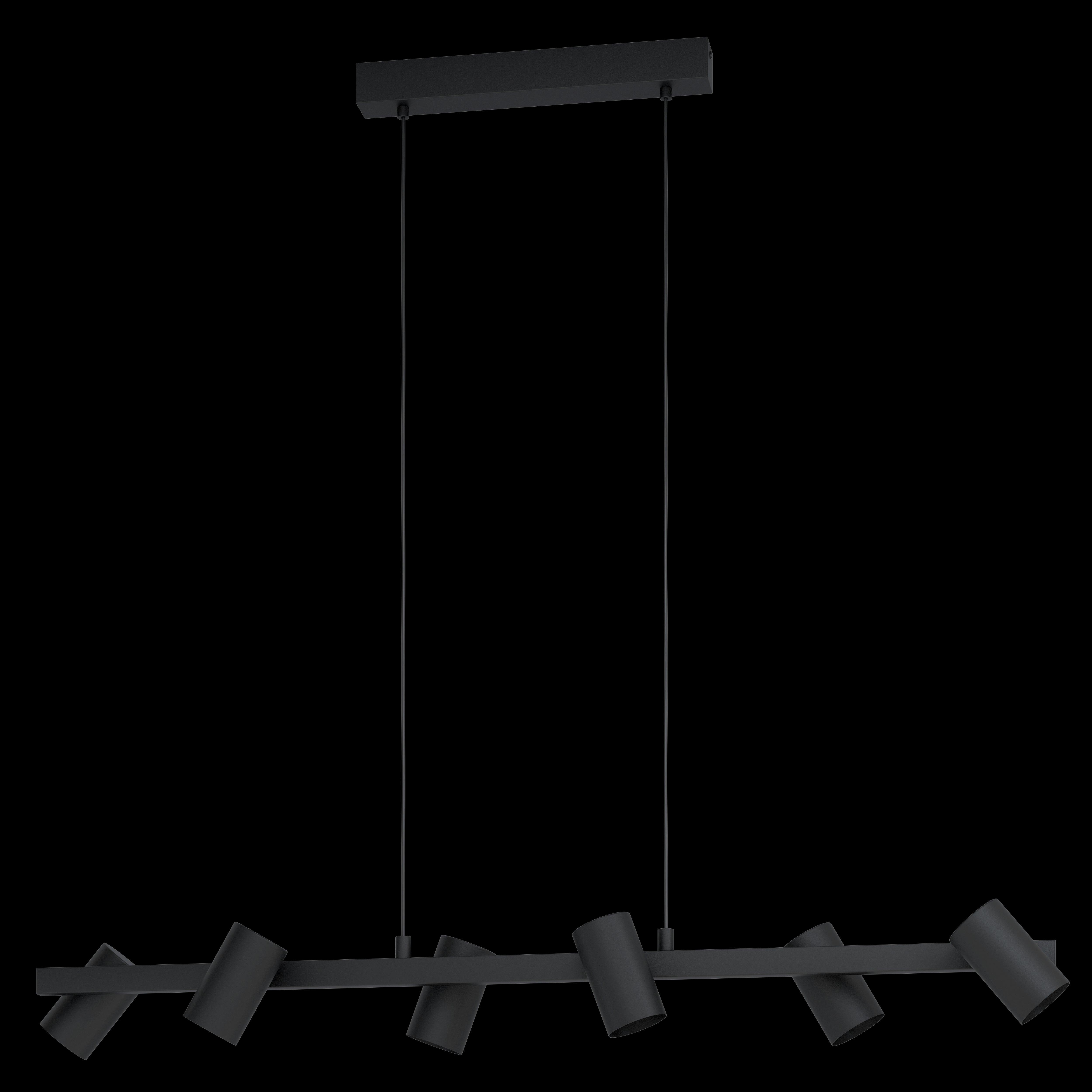 Eglo Gatuela Adjustable Black Metal 6-Light Pendant - Modern Industrial Ceiling Light Fixture for Dining Room, Kitchen Island or Living Room Lighting