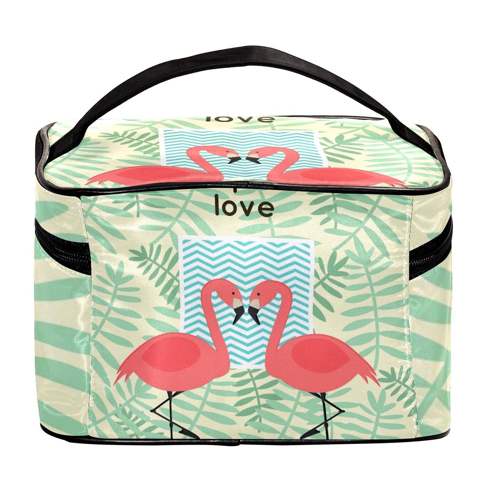 Stylish Tropical Flamingo Print Large Travel Makeup Bag - Waterproof Cosmetic Organizer with Zipper for Women & Girls | Perfect for Vacations, Beach Trips & Gym Essentials