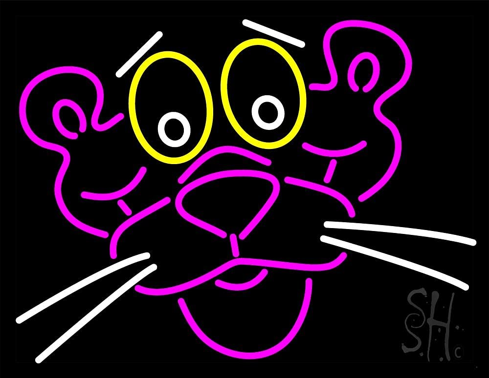 Pink Panther Face LED Neon Sign 15x19 Inches - Black Square Cut Acrylic Backing with Dimmer - Bright Premium Indoor Neon Light for Café, Bar, Party, Wedding & Home Decor - Perfect for Wall Art, Bedroom, Living Room & Office Lighting