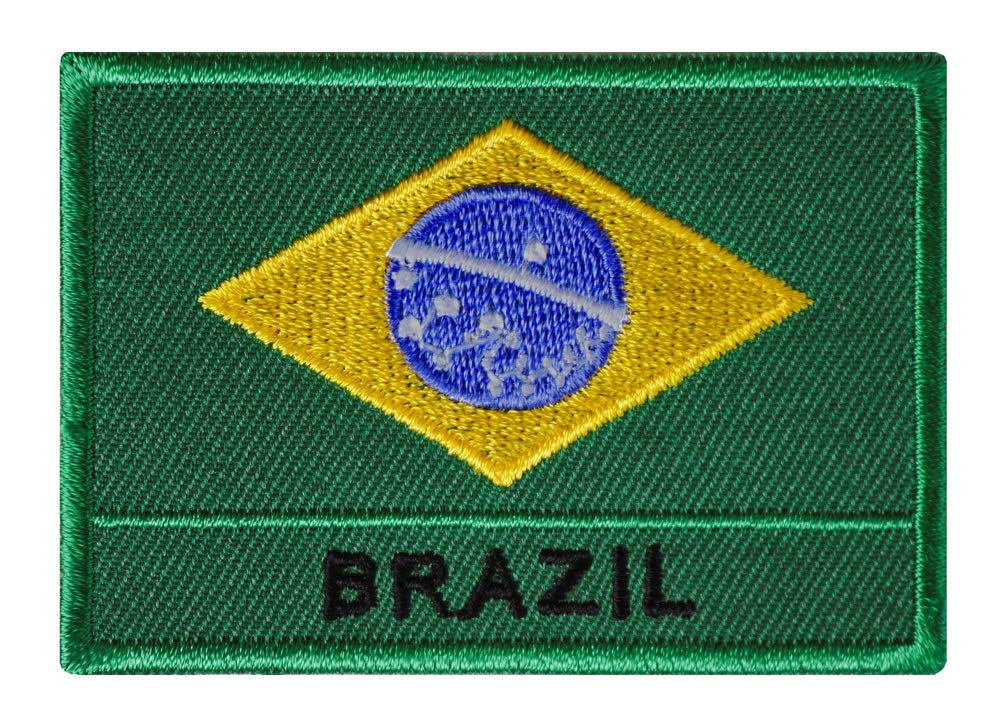 Brazil Flag Embroidered Iron On Patch - Custom Applique Logo for Clothing, Hats & Bags - Patriotic Emblem for DIY Crafts, Costumes & Uniforms