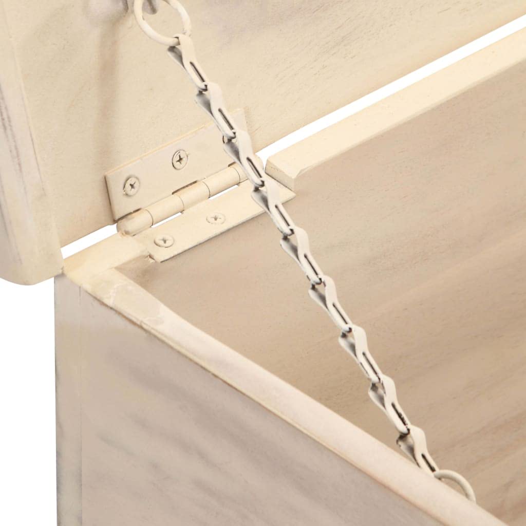 Distressed White Acacia Wood Storage Chest - 43.3