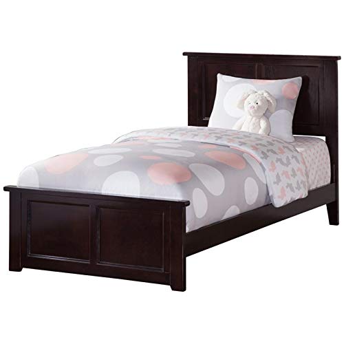 Leo & Lacey Twin Size Traditional Panel Bed Frame - Espresso Brown Wooden Bed for Kids & Teens - Perfect for Bedrooms, Guest Rooms & Dormitories