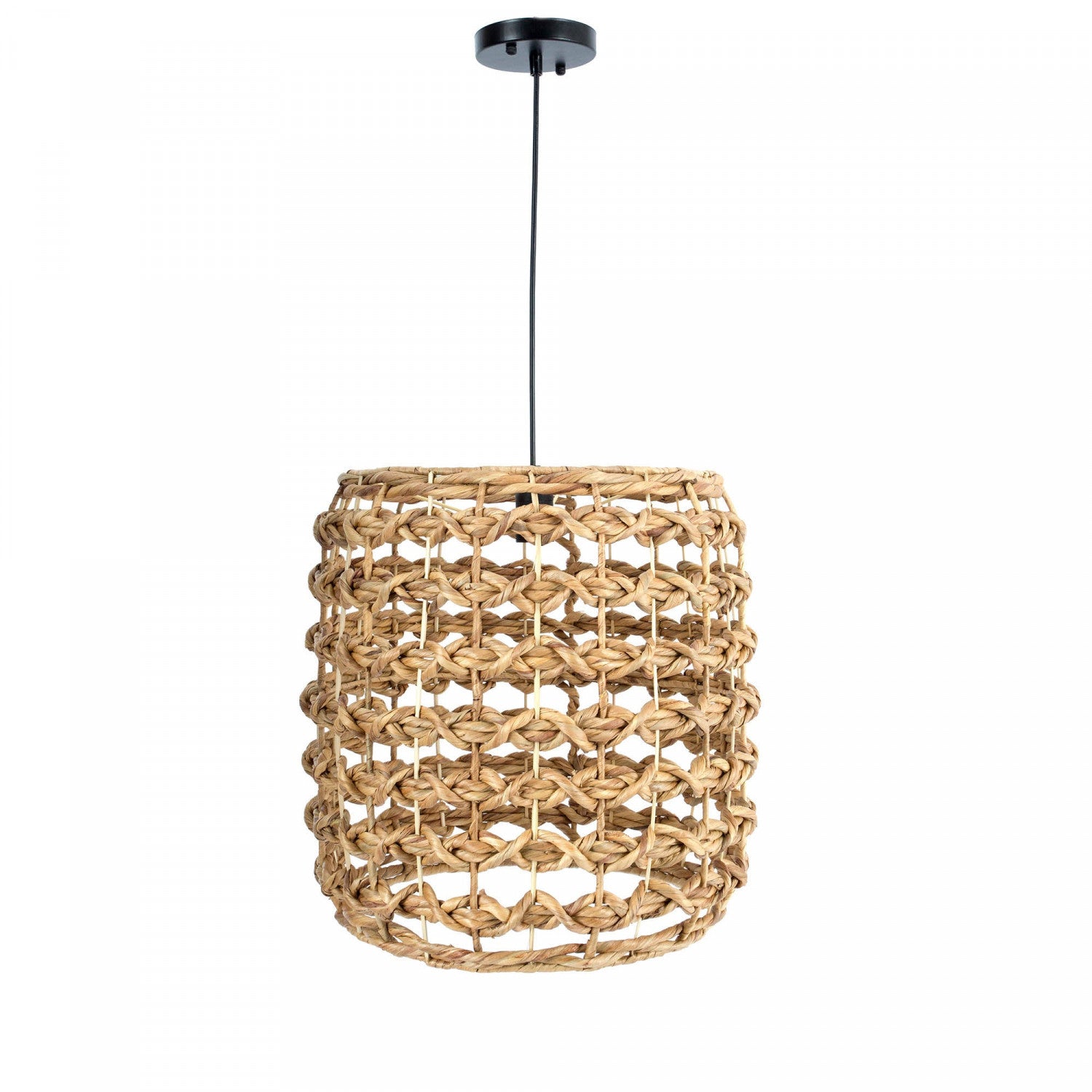 Aubriche Round Chandelier - Natural Rattan Pendant Light Fixture for Dining Room, Living Room & Bedroom | Modern Boho Ceiling Lighting Decor