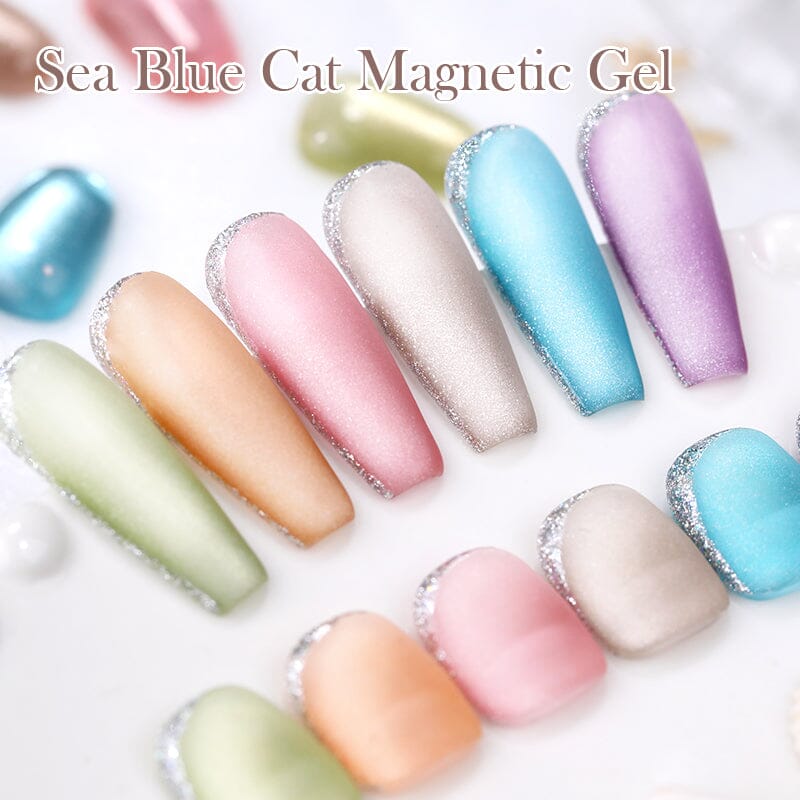 Sea Blue Cat Magnetic Gel Polish 10ml - UV LED Nail Art Kit for Salon & Home Manicure - Long Lasting Nail Polish for Professional & DIY Use
