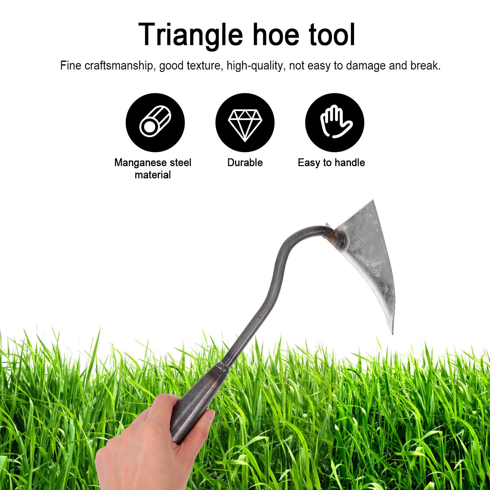 DOITOOL Triangle Garden Hoe for Digging & Weeding - Heavy Duty Iron Replacement Head for Gardening & Soil Loosening