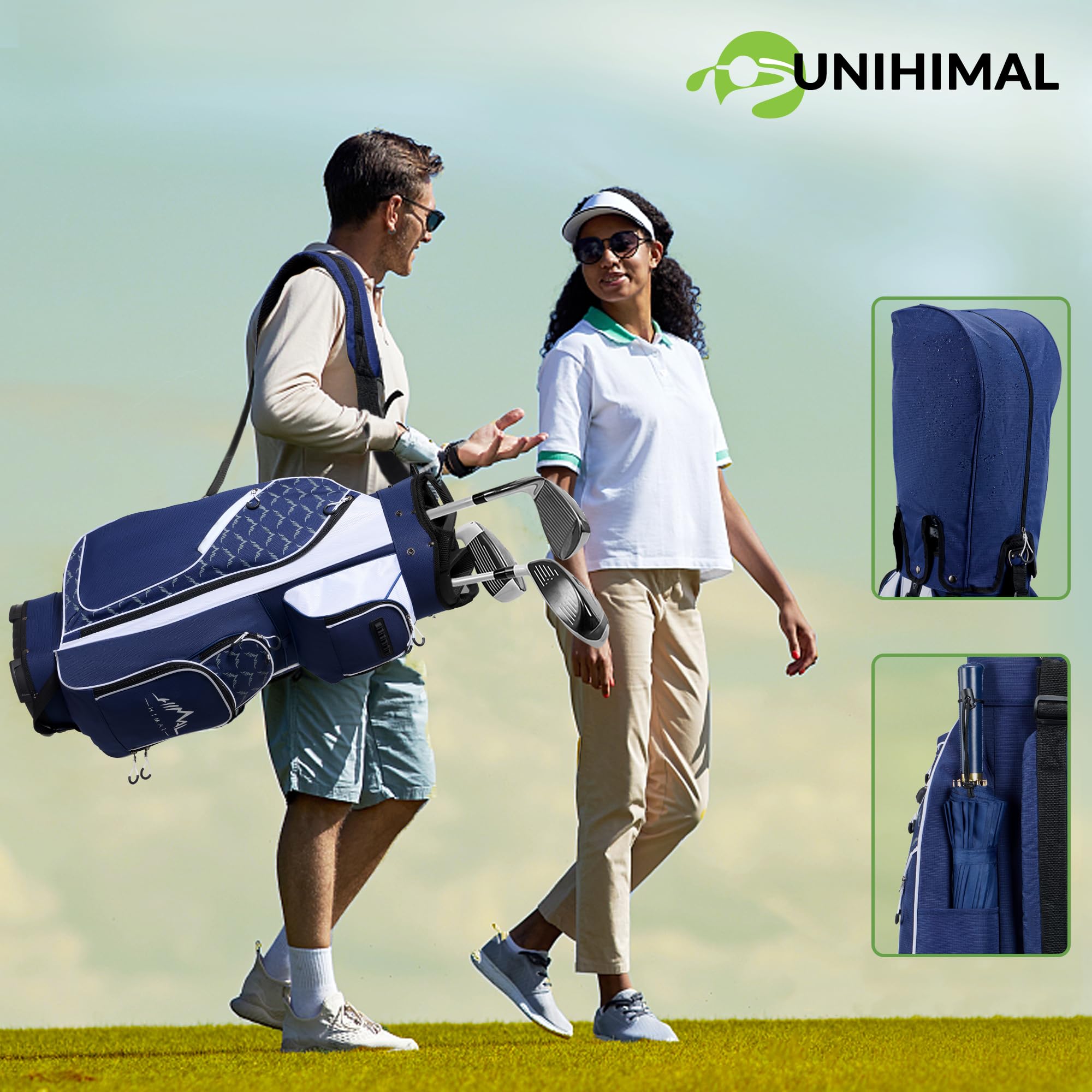 **14-Way Golf Cart Bag with Full-Length Divider Top, Multiple Pockets & Rain Cover – Durable Golf Bag for Men with Comfortable Handles – Perfect for Golf Courses, Driving Ranges & Tournaments**