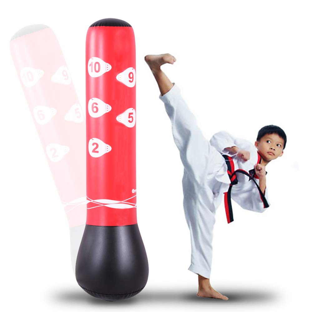 59-Inch Freestanding Inflatable Punching Bag for Adults & Kids - Heavy Duty Stress Relief Boxing Target for Home Gym, Fitness Training & Stress Relief