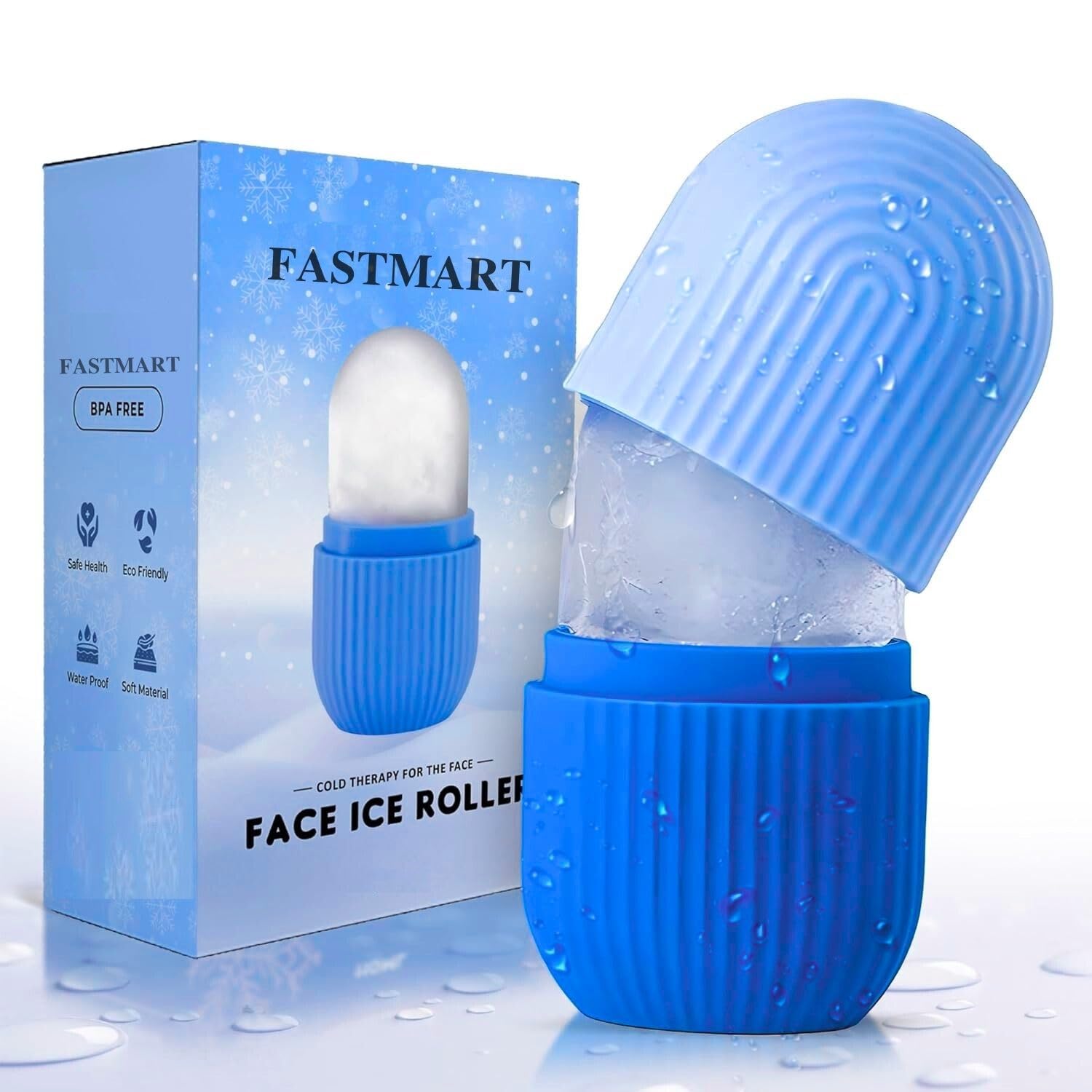 FASTMART Ice Roller for Face & Neck - Silicone Facial Massage Tool with Ice Cube Mold - Skin Tightening & Toning Treatment for Women - Multicolor (Pack of 1) | Perfect for Morning Routine, Post-Workout Recovery & Spa Day at Home