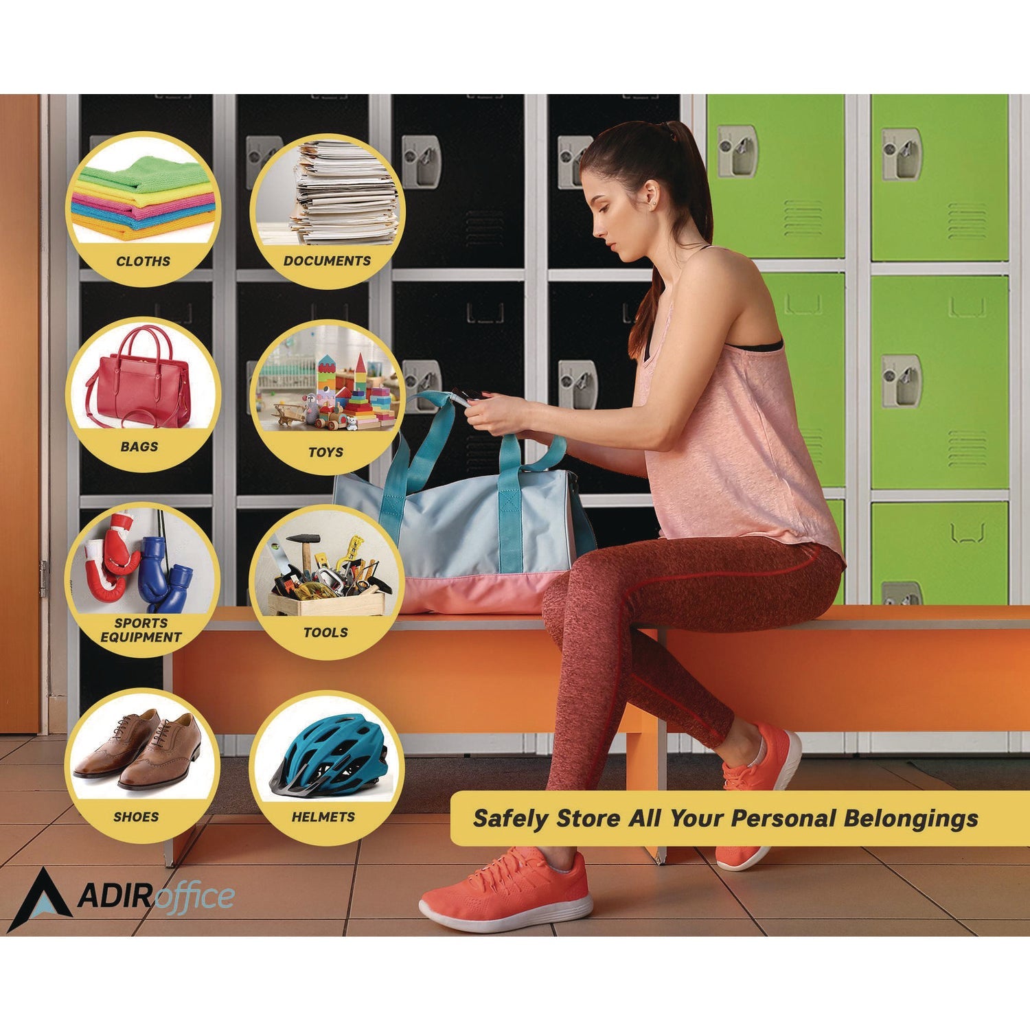 AdirOffice 4-Compartment Steel Storage Locker - 12
