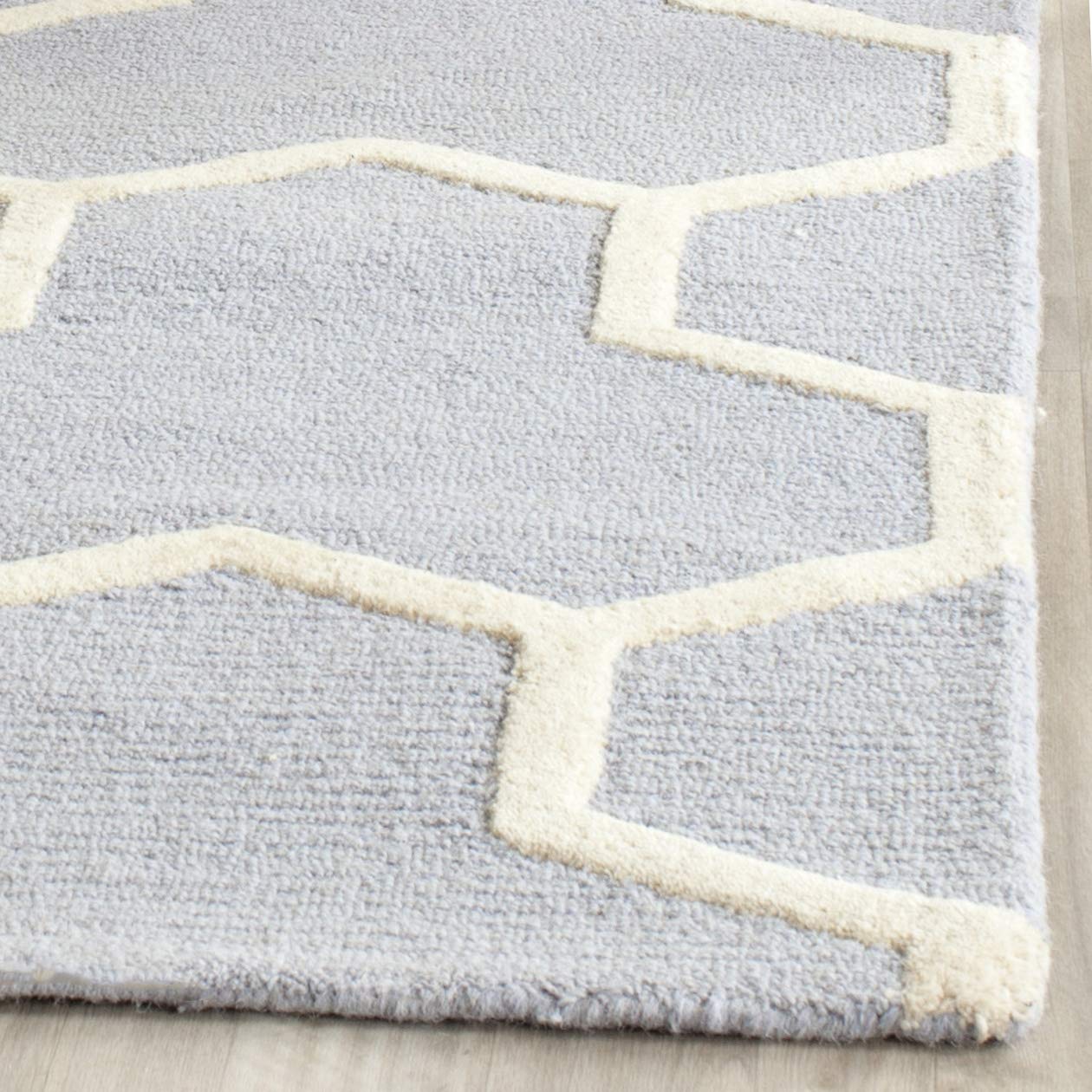 SAFAVIEH Cambridge Collection 6' Square Light Blue/Ivory Moroccan Wool Area Rug - Handmade Premium Quality for Living Room, Bedroom & Office Decor