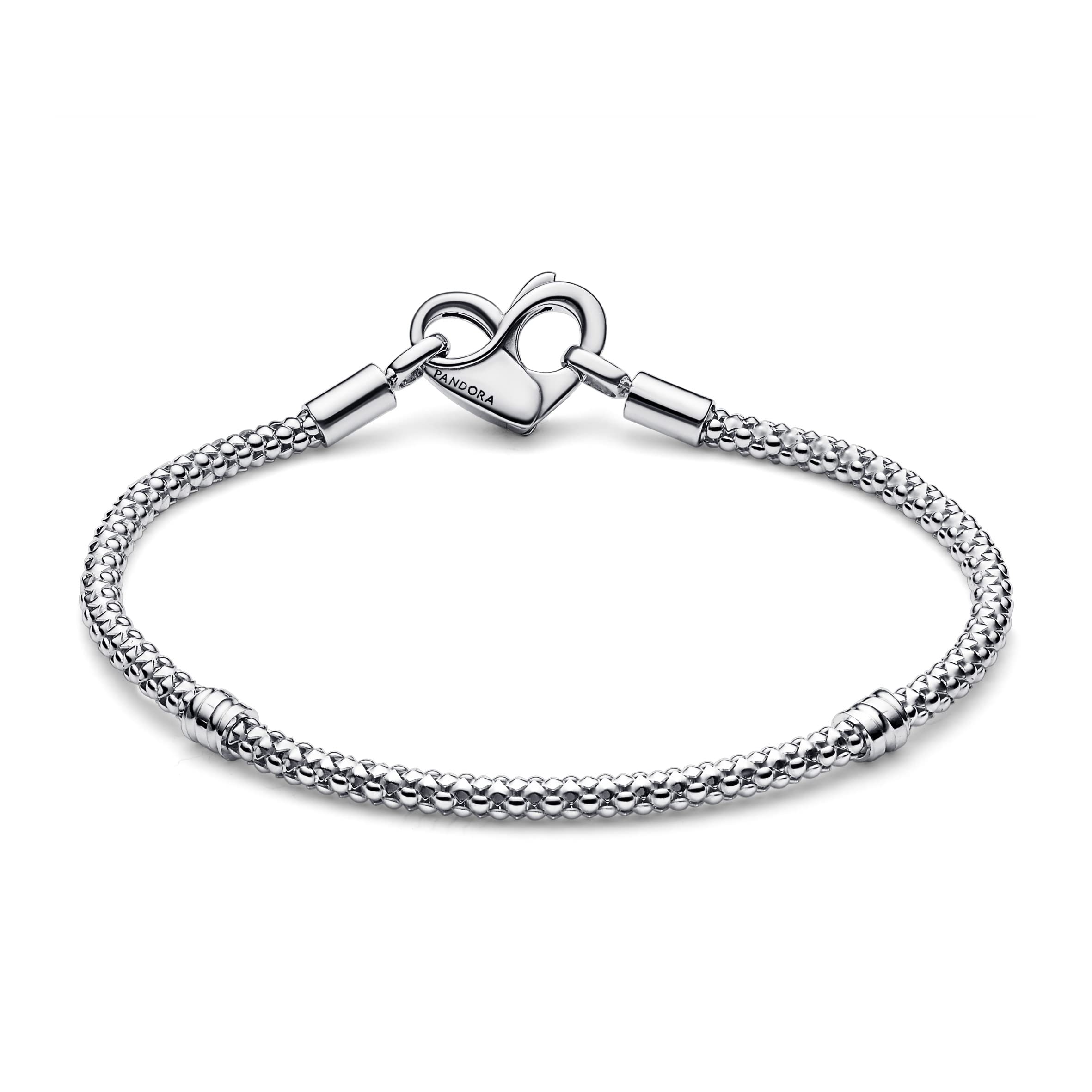 PANDORA Moments Studded Chain Bracelet - Sterling Silver Charm Bracelet for Women - Compatible with PANDORA Moments Charms - Elegant Jewelry Gift for Her (20cm) - Perfect for Anniversaries, Birthdays & Everyday Wear