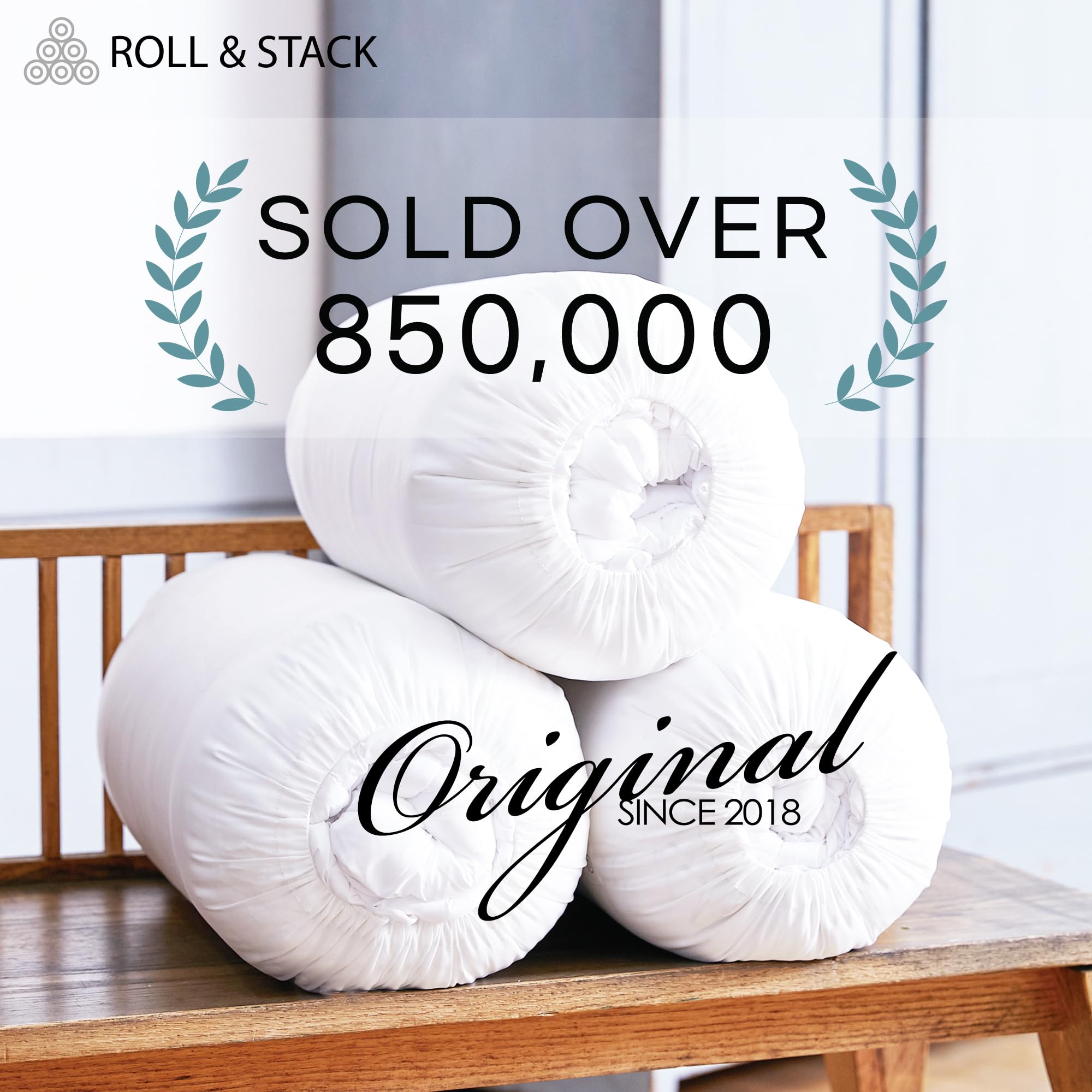 Roll & Stack Storage Bags for Comforters, Blankets & Clothes - XL 80L Space Saving Organizer (2-Pack, White) | Dustproof, Washable Premium Fabric for Closet & Underbed Storage | Perfect for Seasonal Clothing & Home Organization